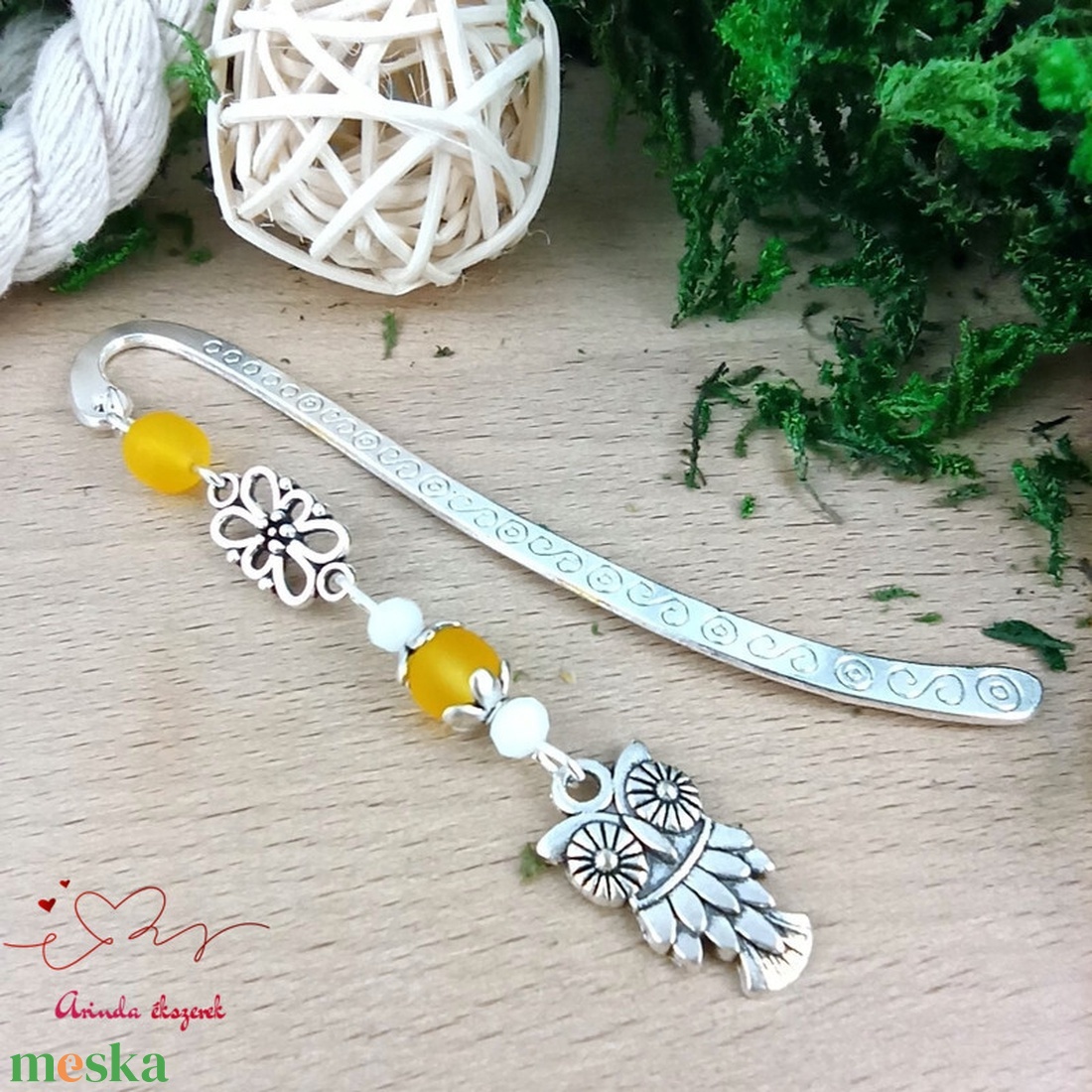 Bagoly könyvjelző sárga gyöngyökkel � kézműves ajándék olvasóknak és tanároknak - könyv & zene - könyvjelző - Meska.hu