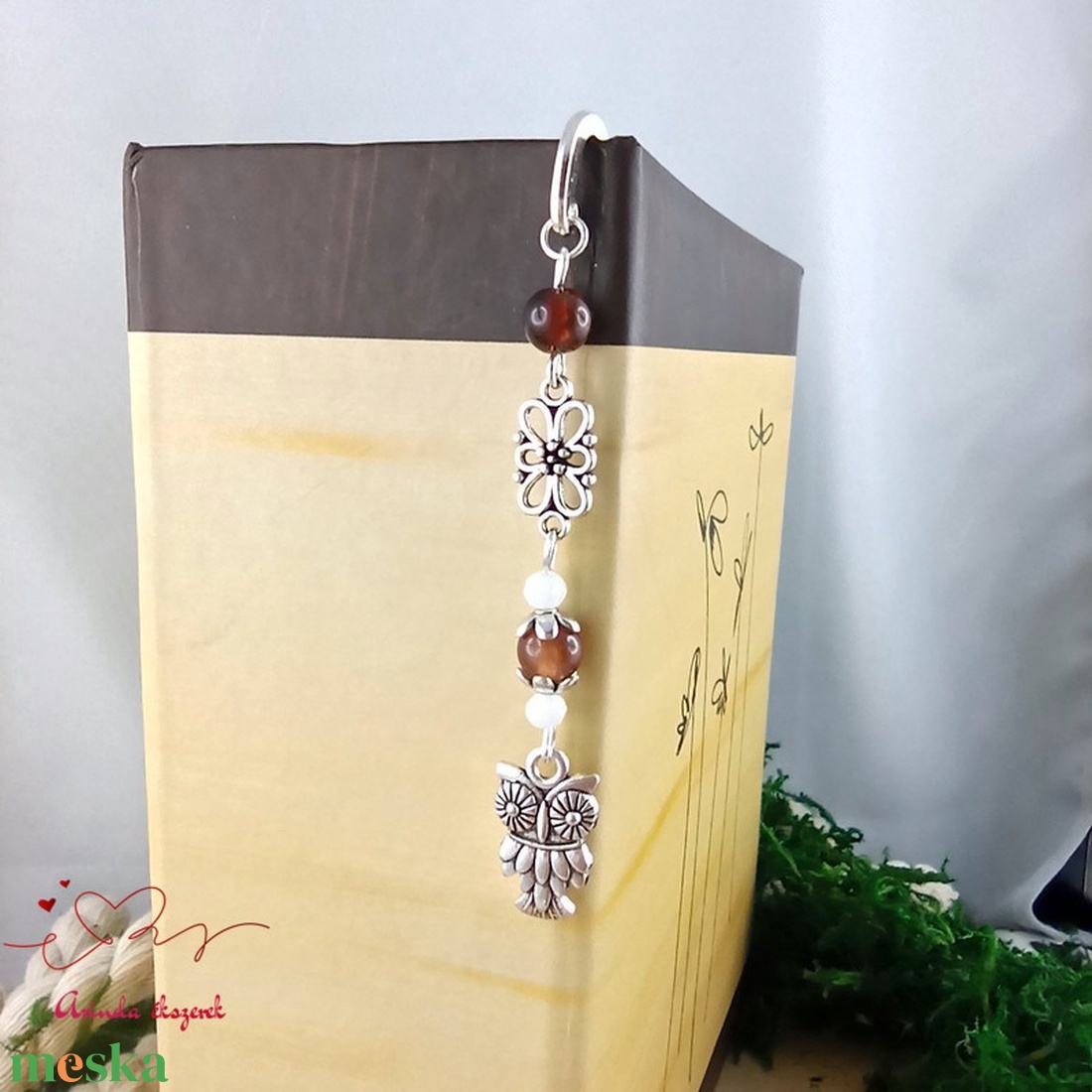 Bagoly könyvjelző barna gyöngyökkel � kézműves ajándék olvasóknak és tanároknak - könyv & zene - könyvjelző - Meska.hu