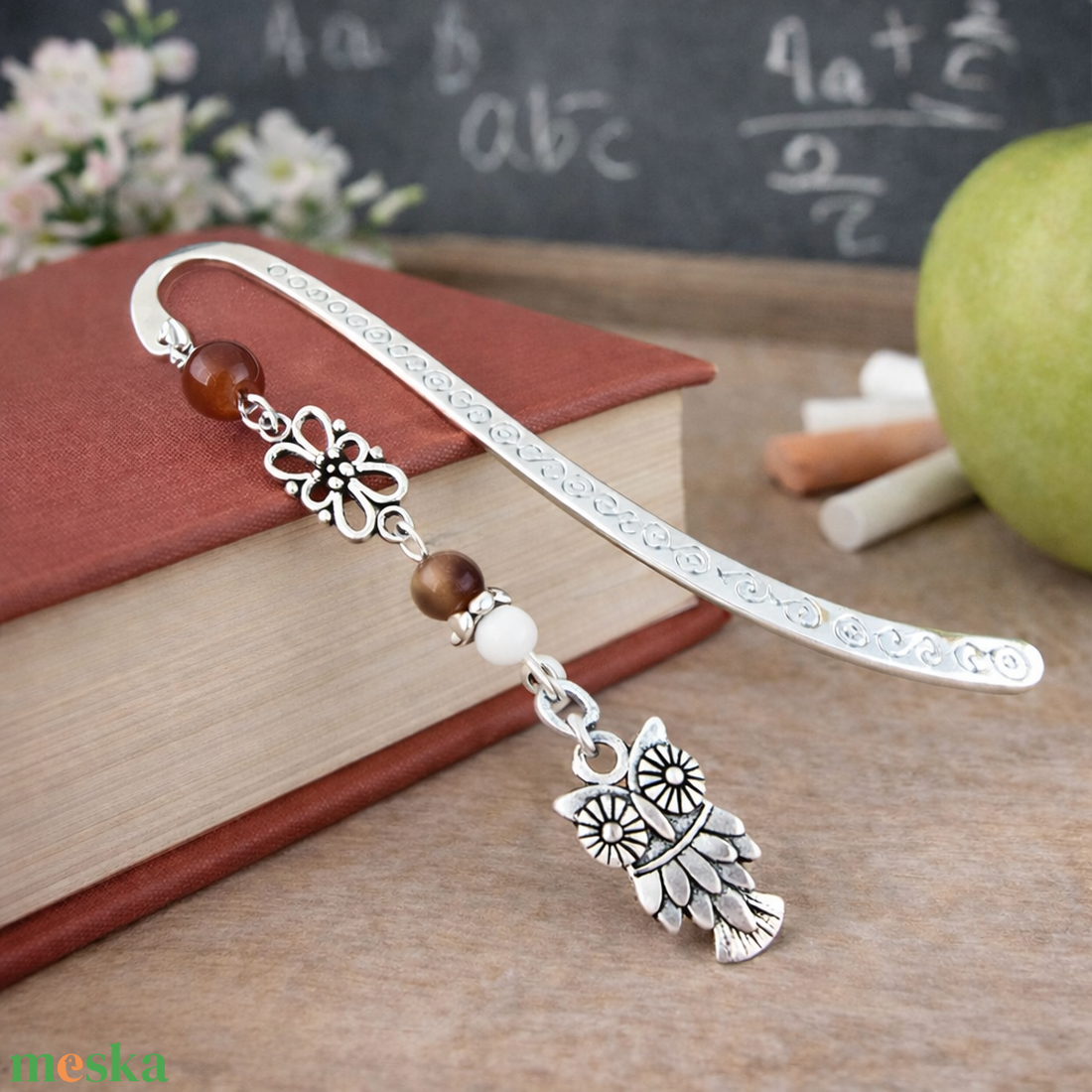 Bagoly könyvjelző barna gyöngyökkel � kézműves ajándék olvasóknak és tanároknak - könyv & zene - könyvjelző - Meska.hu