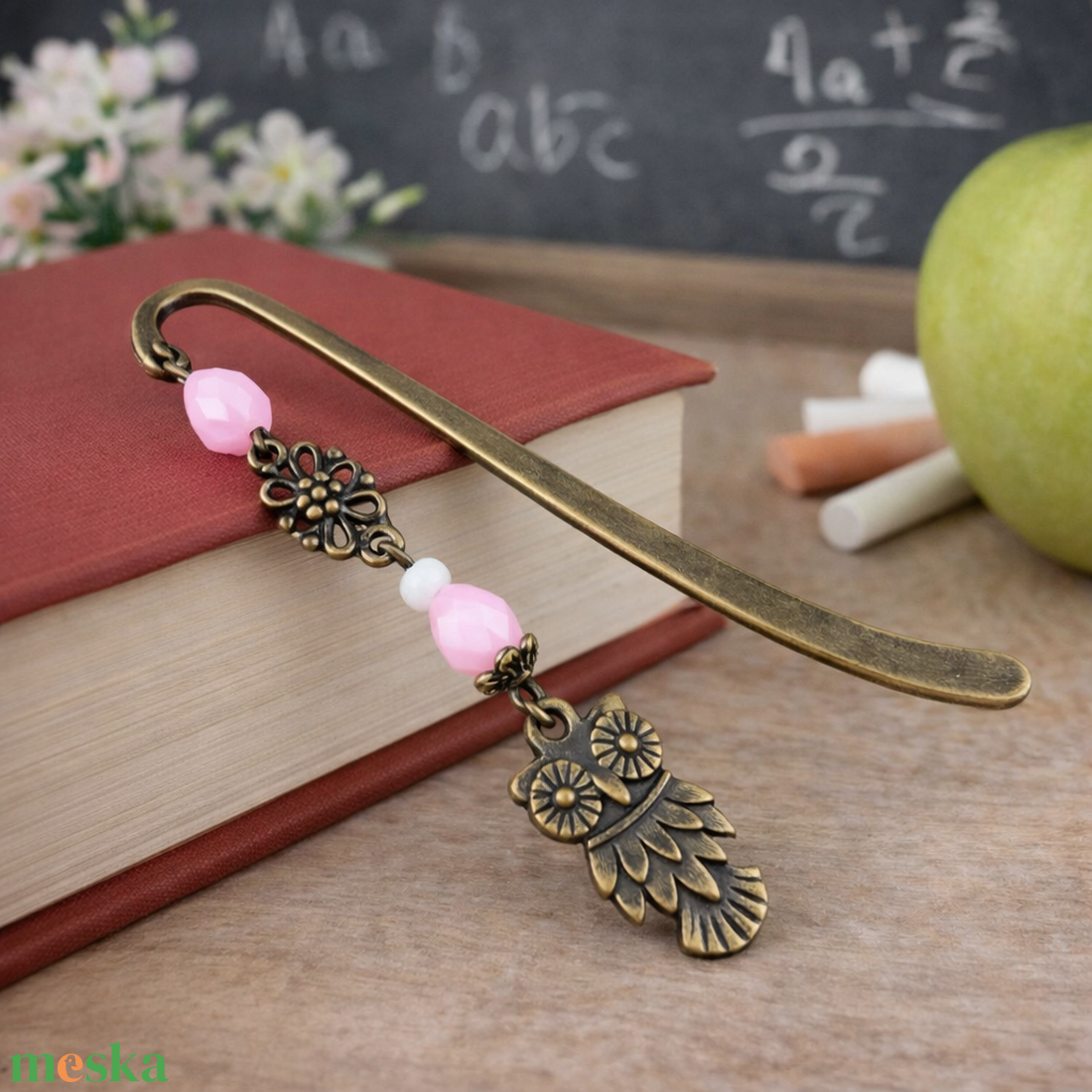 Bagoly könyvjelző rózsaszín gyöngyökkel � kézműves ajándék olvasóknak és tanároknak - könyv & zene - könyvjelző - Meska.hu