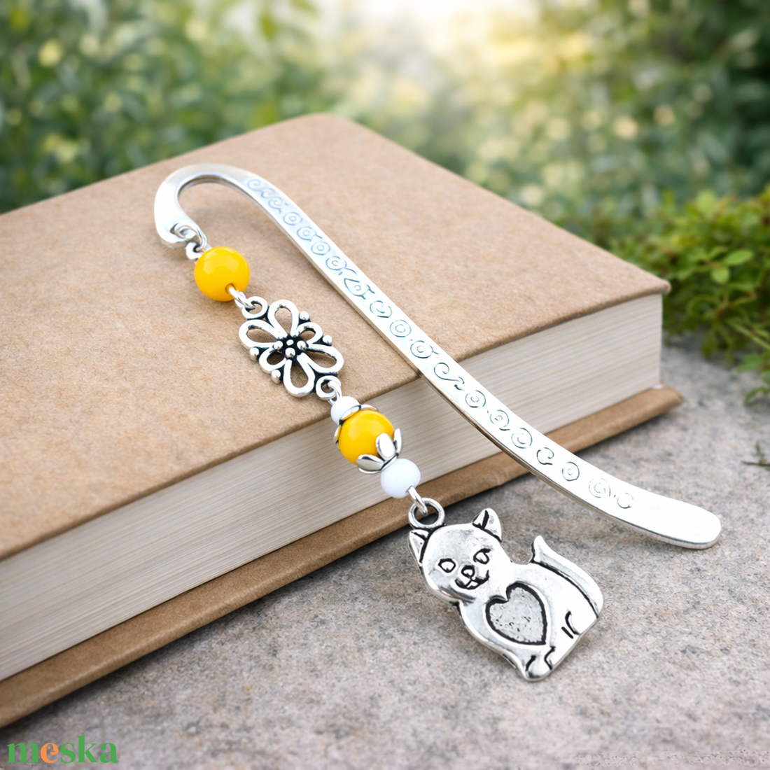 Cicás könyvjelző sárga gyöngyökkel � kézzel készült ajándék állatbarátoknak, macskakedvelőknek névnapra, születésnapra - könyv & zene - könyvjelző - Meska.hu