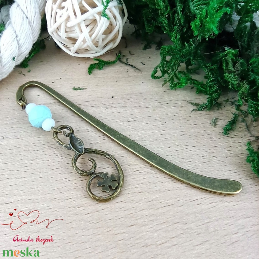 Bronz csüngő virág és lóhere medálos könyvjelző � szerencsehozó ajándék - könyv & zene - könyvjelző - Meska.hu