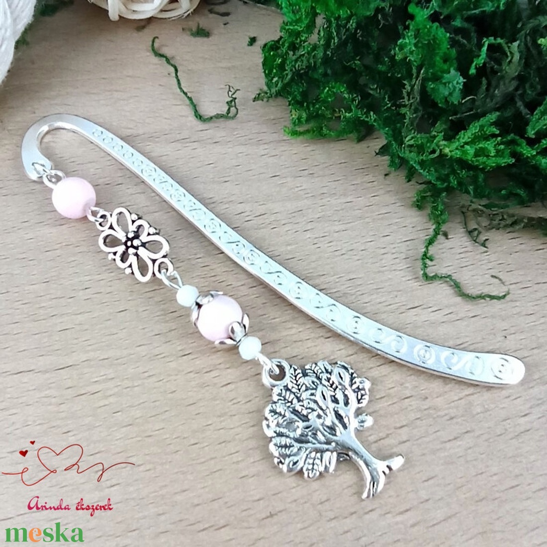 Rózsaszín életfás könyvjelző � pedagógusnapi ajándék - könyv & zene - könyvjelző - Meska.hu