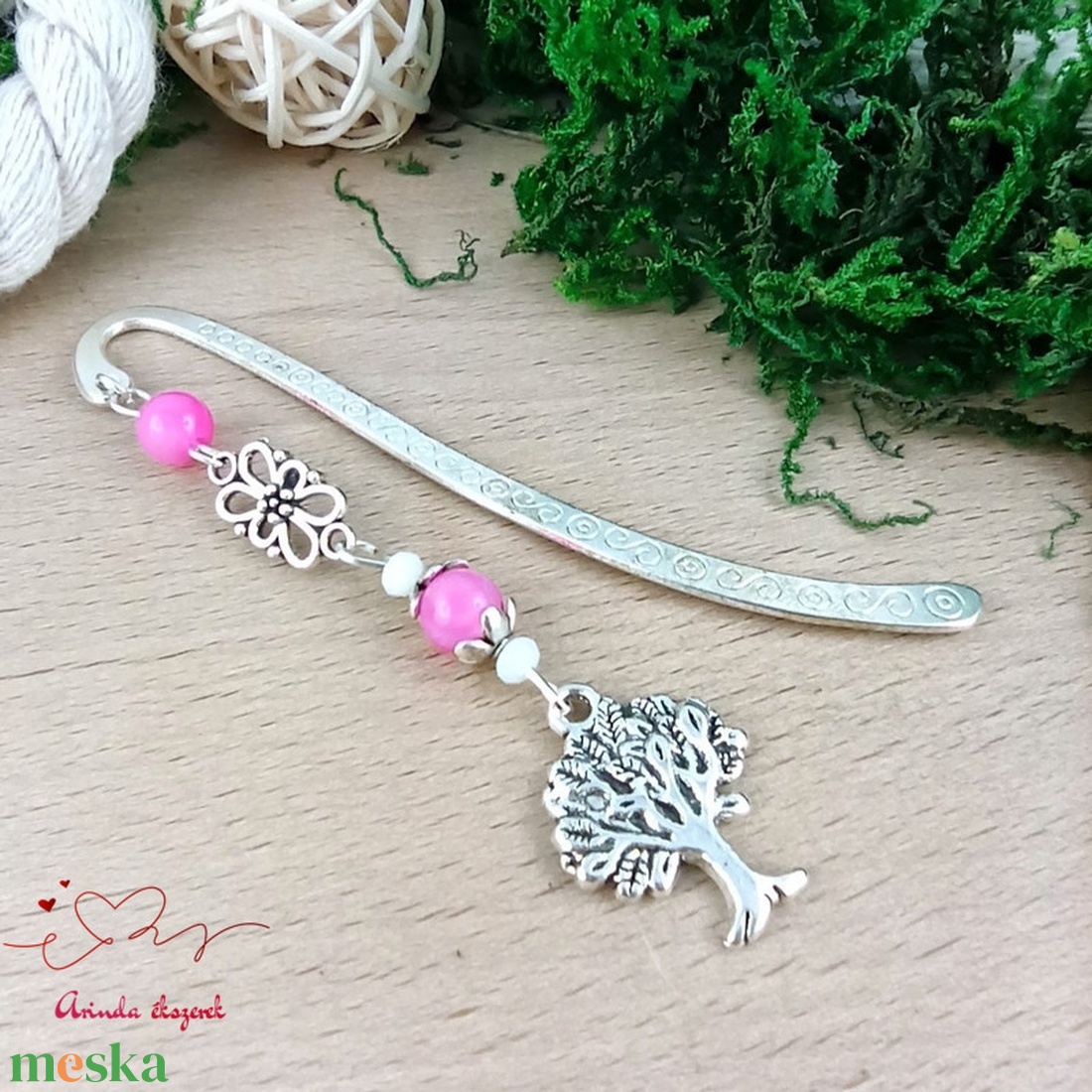 Pink achát életfás könyvjelző � pedagógusnapi ajándék - könyv & zene - könyvjelző - Meska.hu