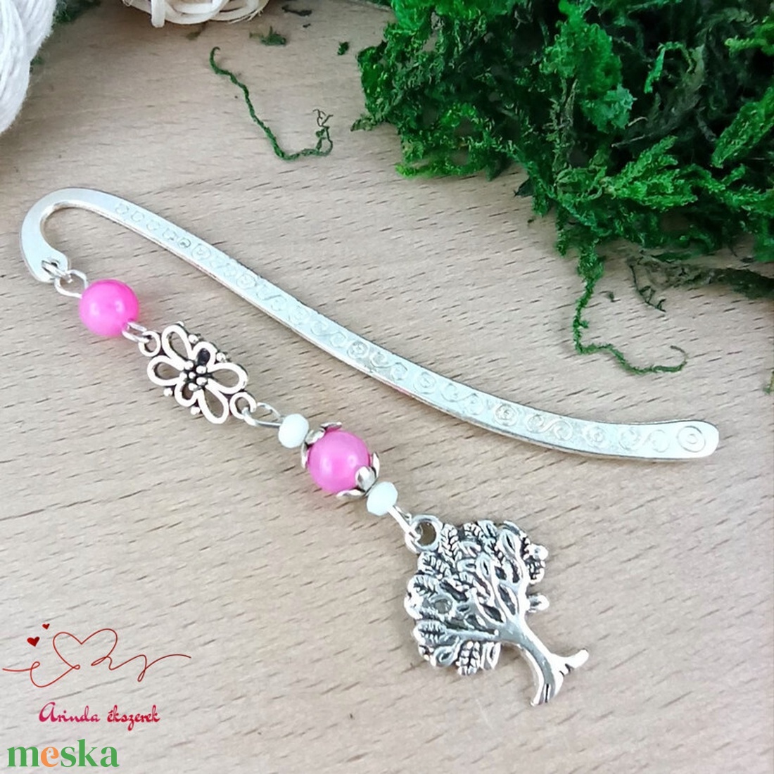 Pink achát életfás könyvjelző � pedagógusnapi ajándék - könyv & zene - könyvjelző - Meska.hu