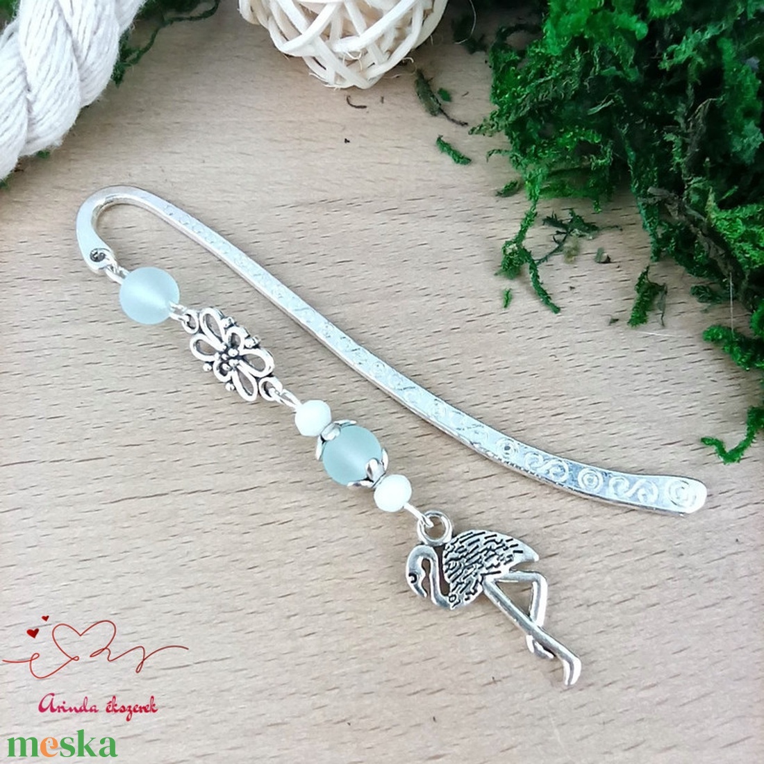 Világoskék flamingós könyvjelző � egyedi, kézműves ajándék olvasóknak - könyv & zene - könyvjelző - Meska.hu