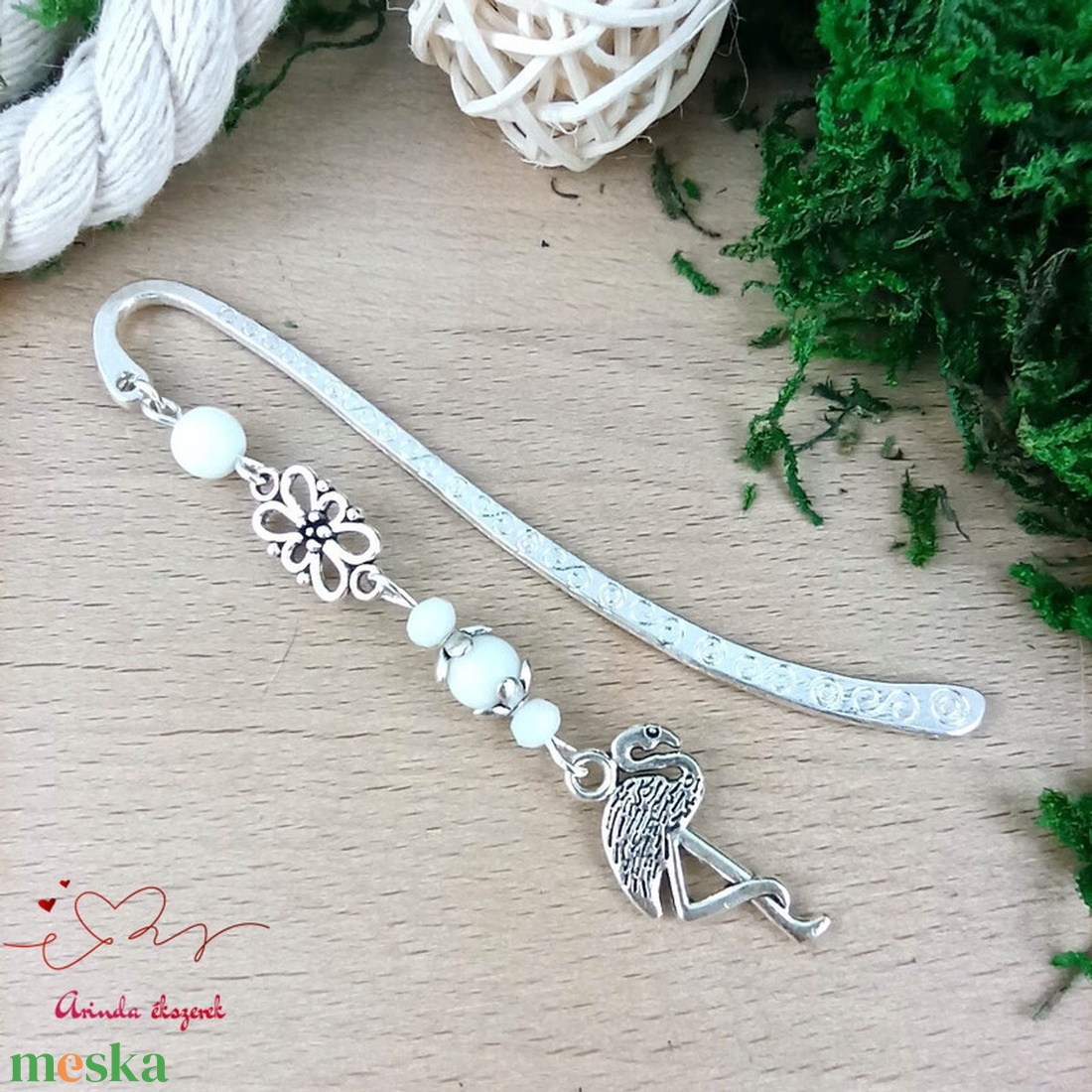 Fehér flamingós könyvjelző � egyedi, kézműves ajándék olvasóknak - könyv & zene - könyvjelző - Meska.hu