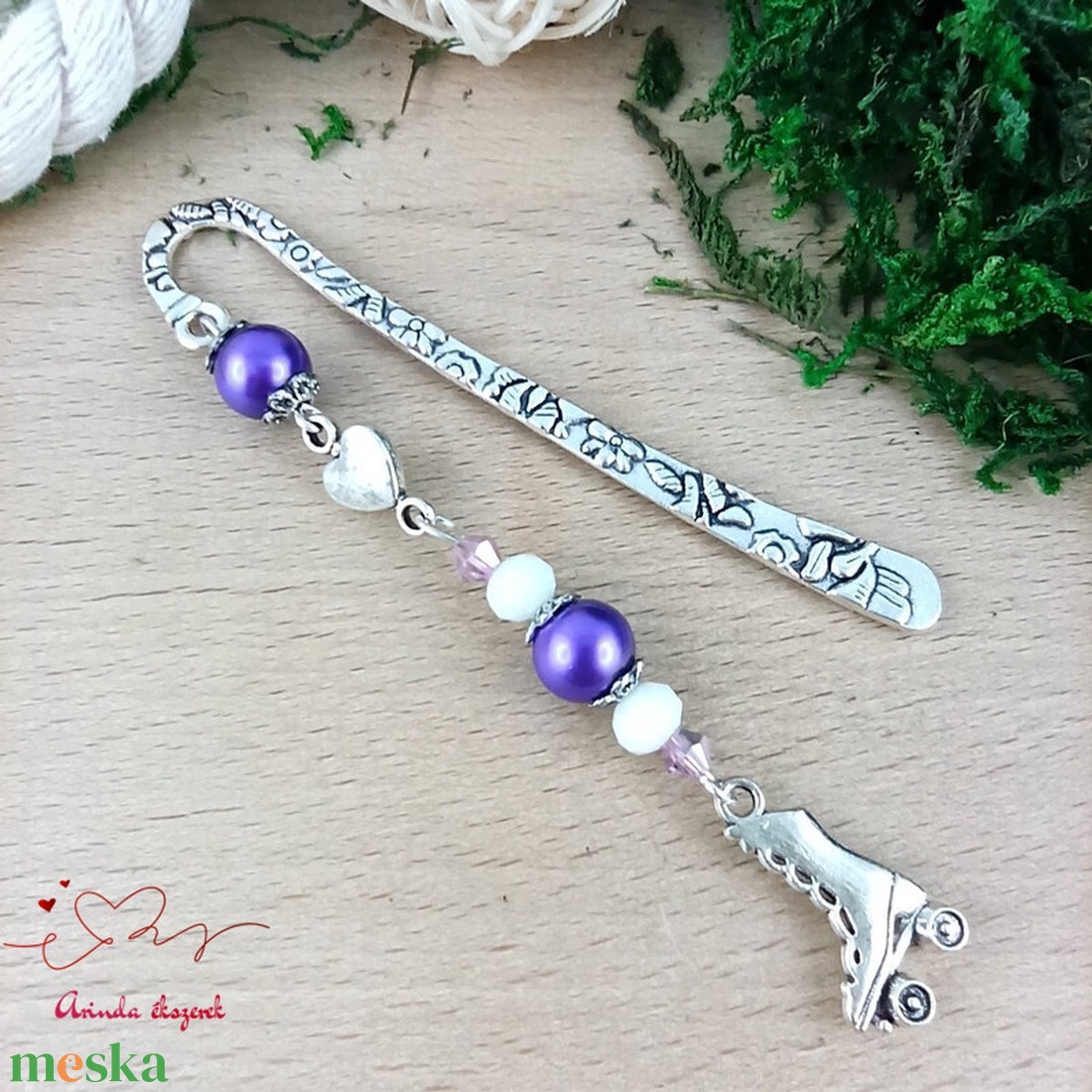 Lila görkorcsolyás könyvjelző � sportos ajándék születésnapra és névnapra - könyv & zene - könyvjelző - Meska.hu