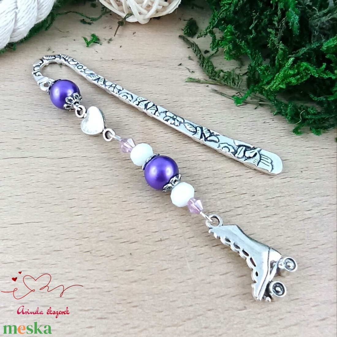 Lila görkorcsolyás könyvjelző � sportos ajándék születésnapra és névnapra - könyv & zene - könyvjelző - Meska.hu