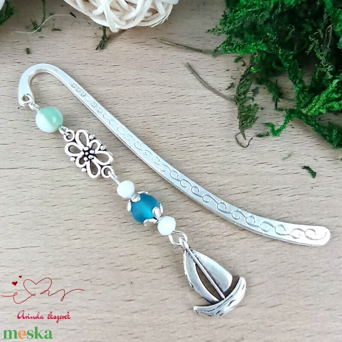 Türkiz vitorlás könyvjelző � egyedi, kézműves ajándék olvasóknak - könyv & zene - könyvjelző - Meska.hu