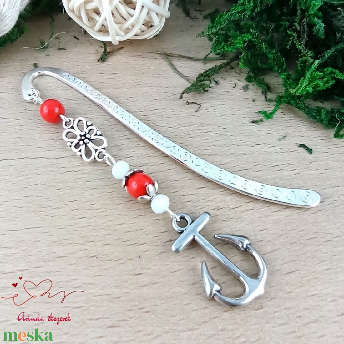 Piros horgonyos könyvjelző � egyedi, kézműves ajándék olvasóknak - könyv & zene - könyvjelző - Meska.hu