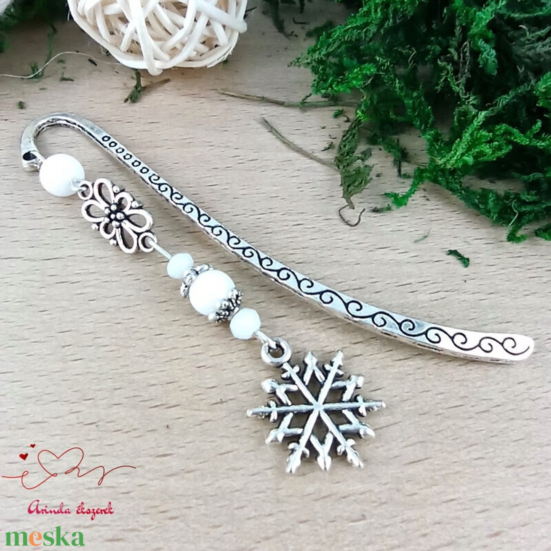 Fehér hópehely könyvjelző � karácsonyi kézműves ajándék olvasóknak - könyv & zene - könyvjelző - Meska.hu