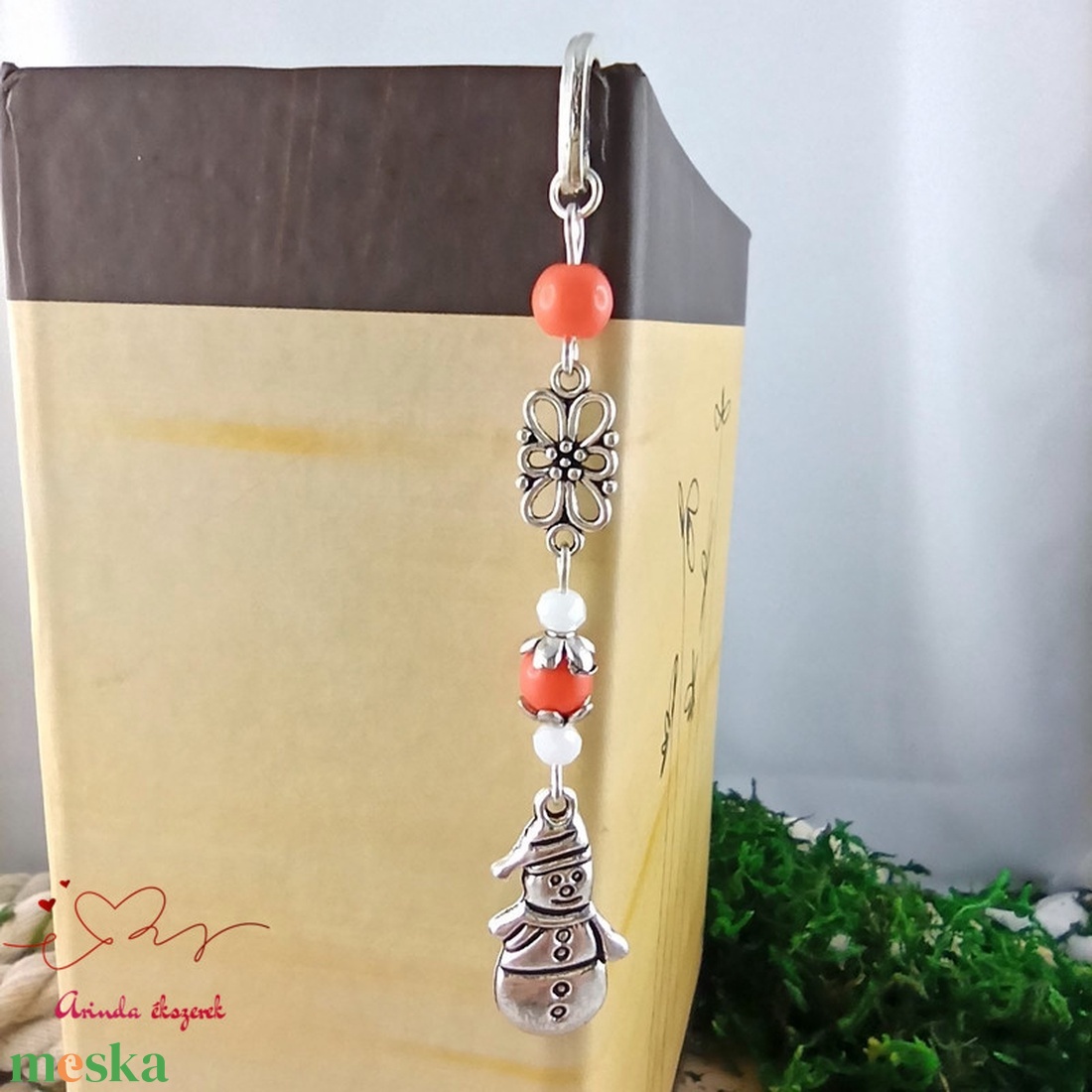 Narancs hóemberes könyvjelző � karácsonyi kézműves ajándék olvasóknak - könyv & zene - könyvjelző - Meska.hu