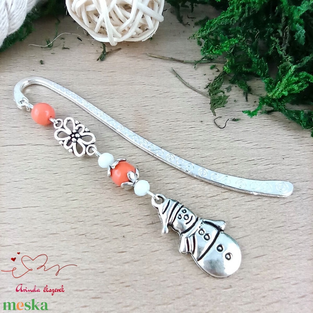 Narancs hóemberes könyvjelző � karácsonyi kézműves ajándék olvasóknak - könyv & zene - könyvjelző - Meska.hu