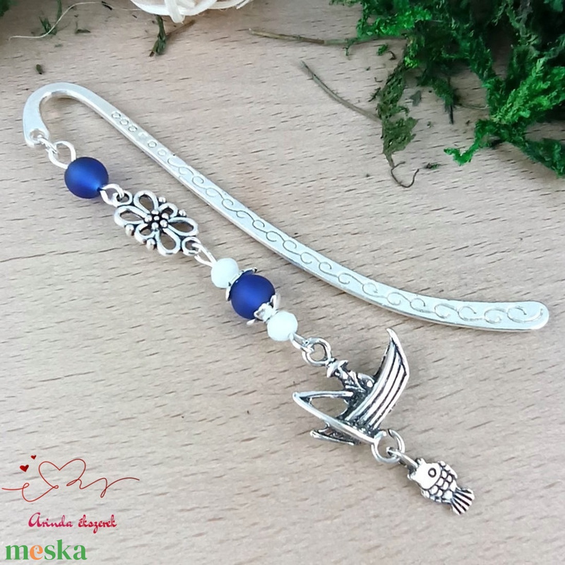 Kék horgászos könyvjelző � egyedi, kézműves ajándék horgászoknak - könyv & zene - könyvjelző - Meska.hu