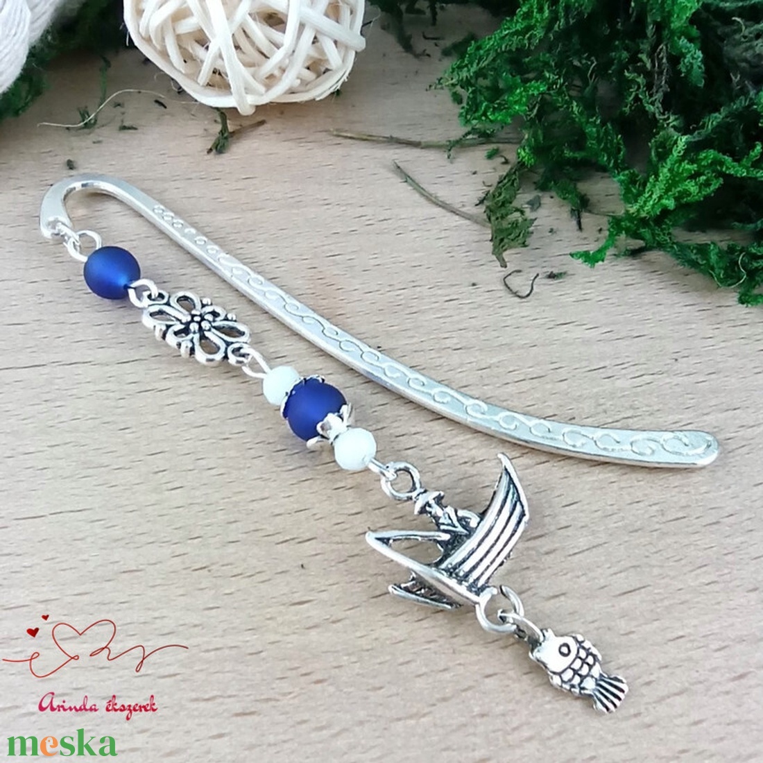 Kék horgászos könyvjelző � egyedi, kézműves ajándék horgászoknak - könyv & zene - könyvjelző - Meska.hu