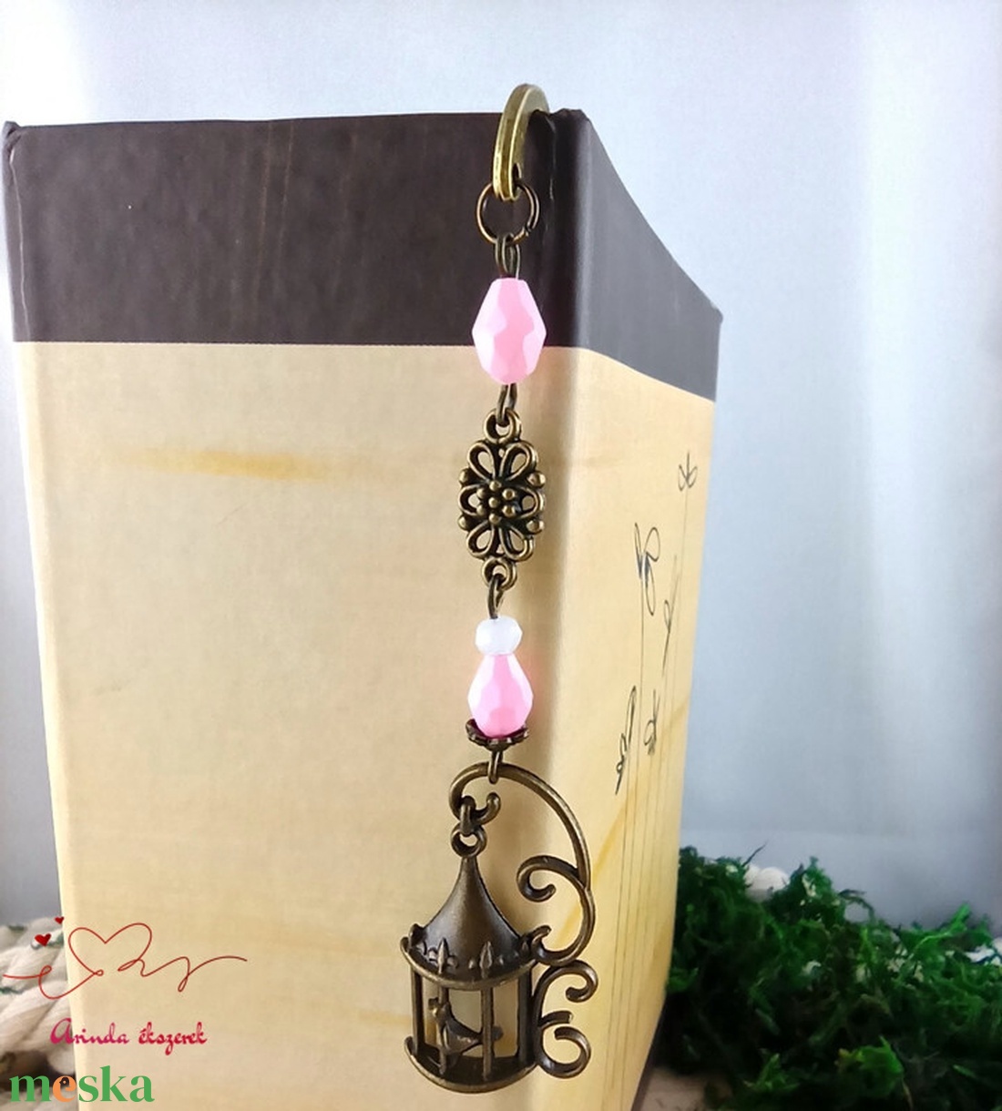 Rózsaszín madárkalitkás könyvjelző � egyedi, kézműves ajándék olvasóknak - könyv & zene - könyvjelző - Meska.hu