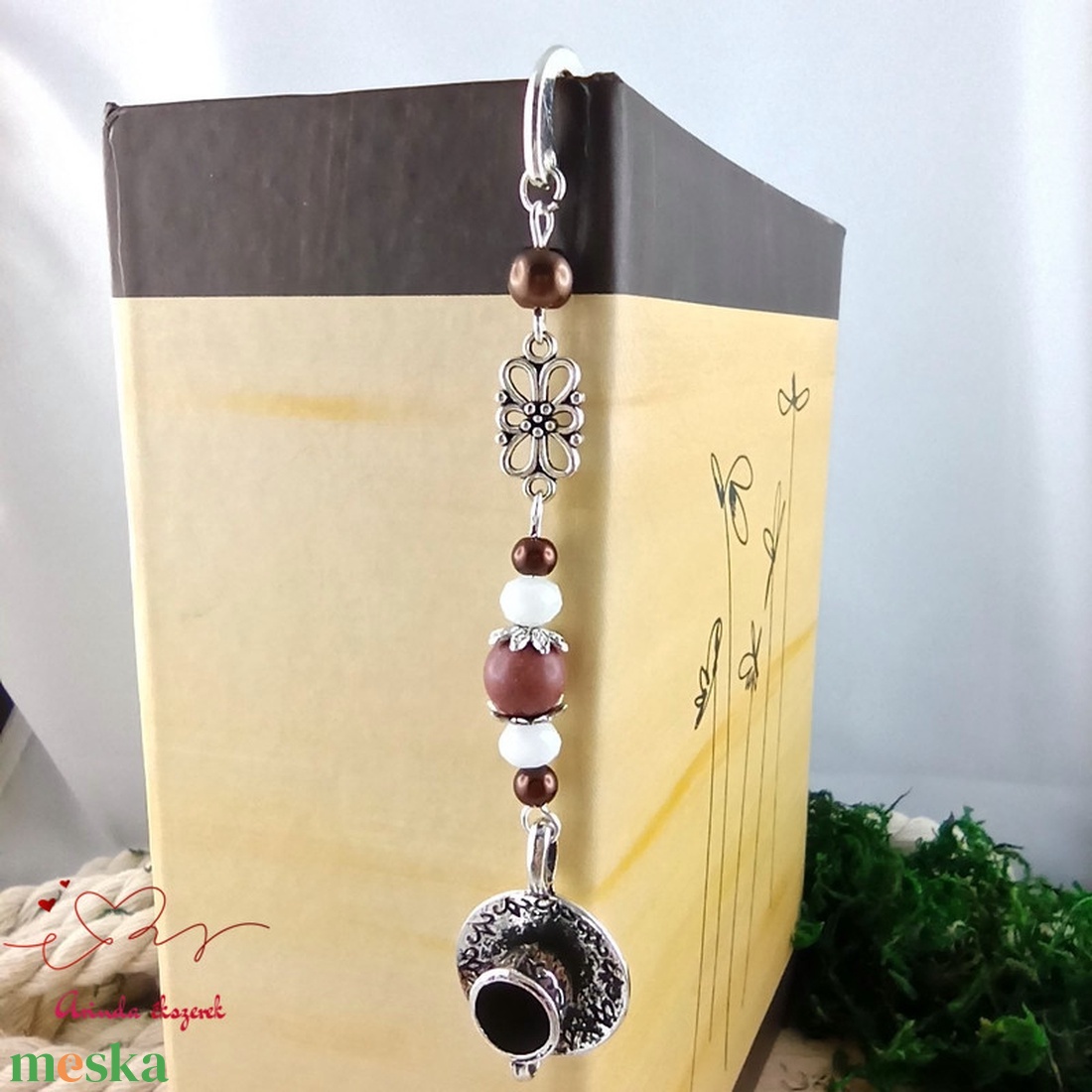 Barna kávéscsésze könyvjelző � egyedi, kézműves ajándék kávérajongóknak - könyv & zene - könyvjelző - Meska.hu