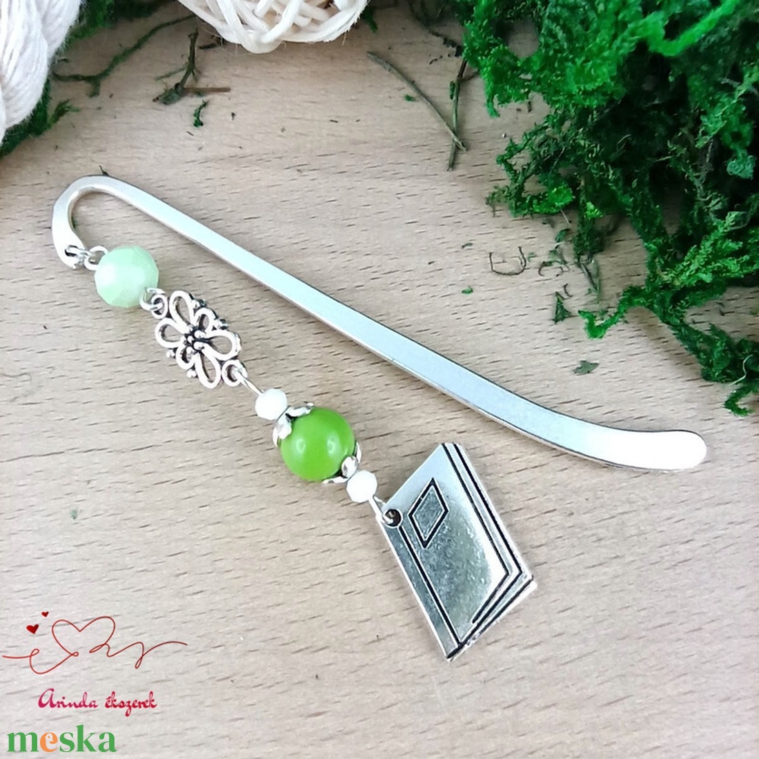 Zöld könyv charmos könyvjelző � pedagógusnapi és évzáró ajándék - könyv & zene - könyvjelző - Meska.hu