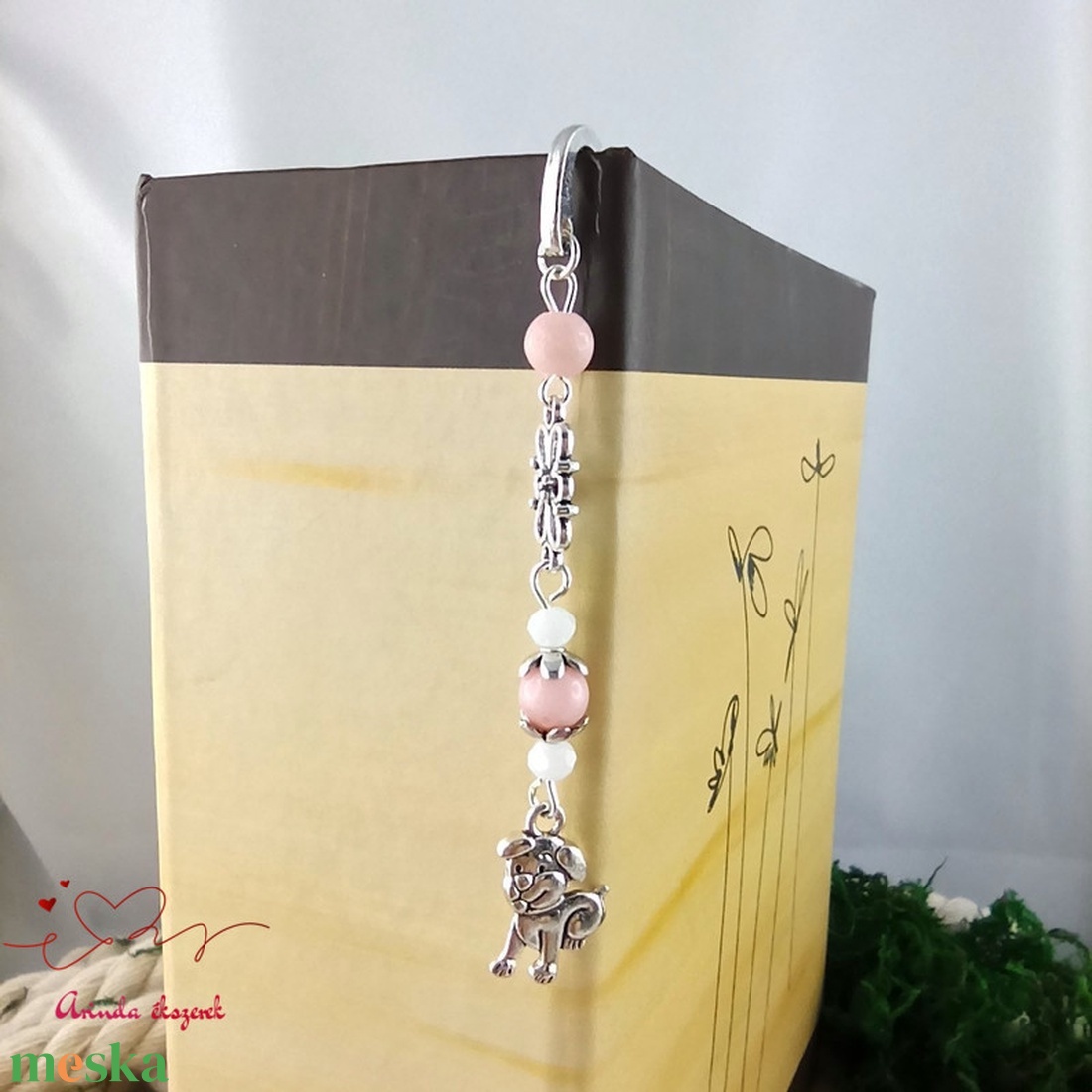 Rózsaszín kutyás könyvjelző � egyedi, kézműves ajándék kutyabarátoknak - könyv & zene - könyvjelző - Meska.hu