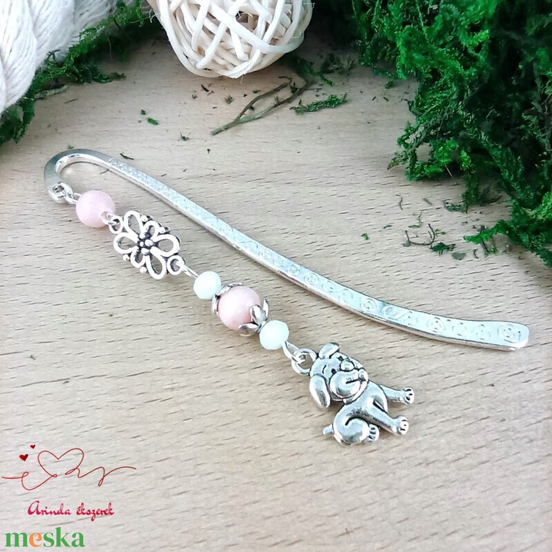 Rózsaszín kutyás könyvjelző � egyedi, kézműves ajándék kutyabarátoknak - könyv & zene - könyvjelző - Meska.hu