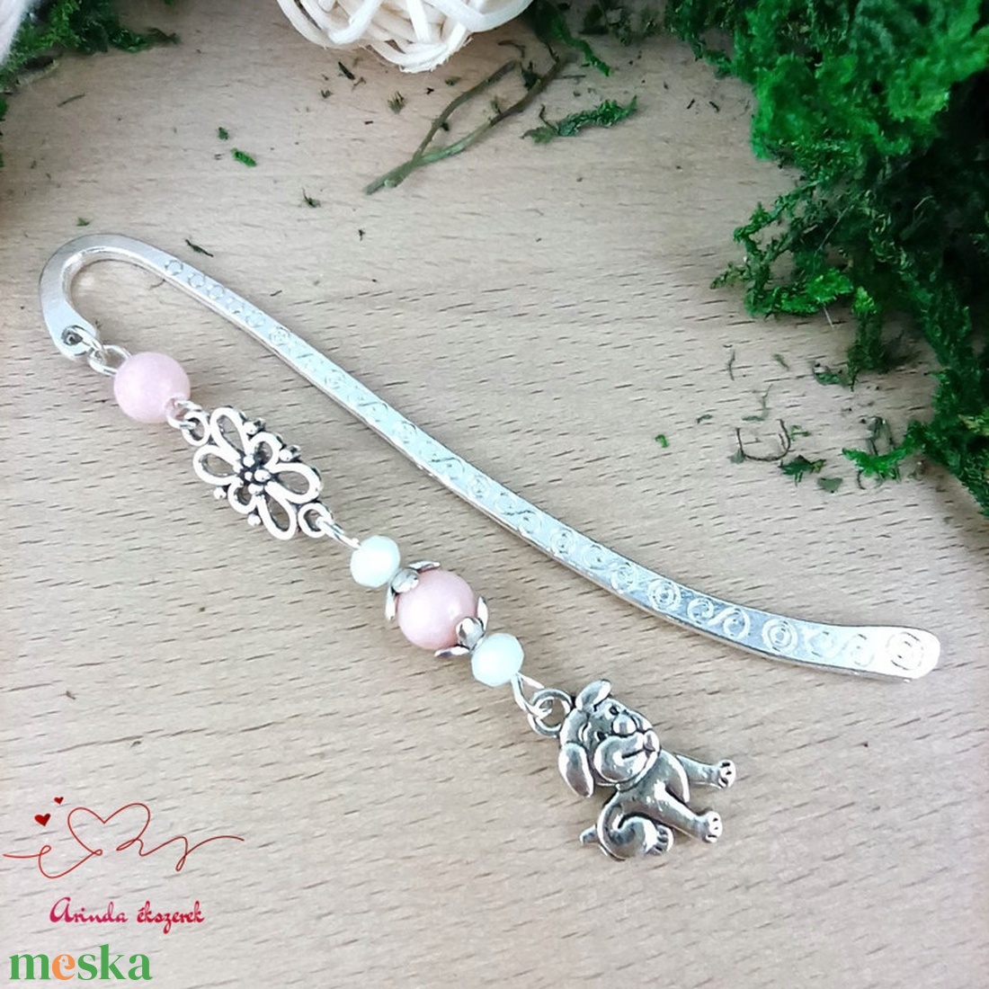 Rózsaszín kutyás könyvjelző � egyedi, kézműves ajándék kutyabarátoknak - könyv & zene - könyvjelző - Meska.hu