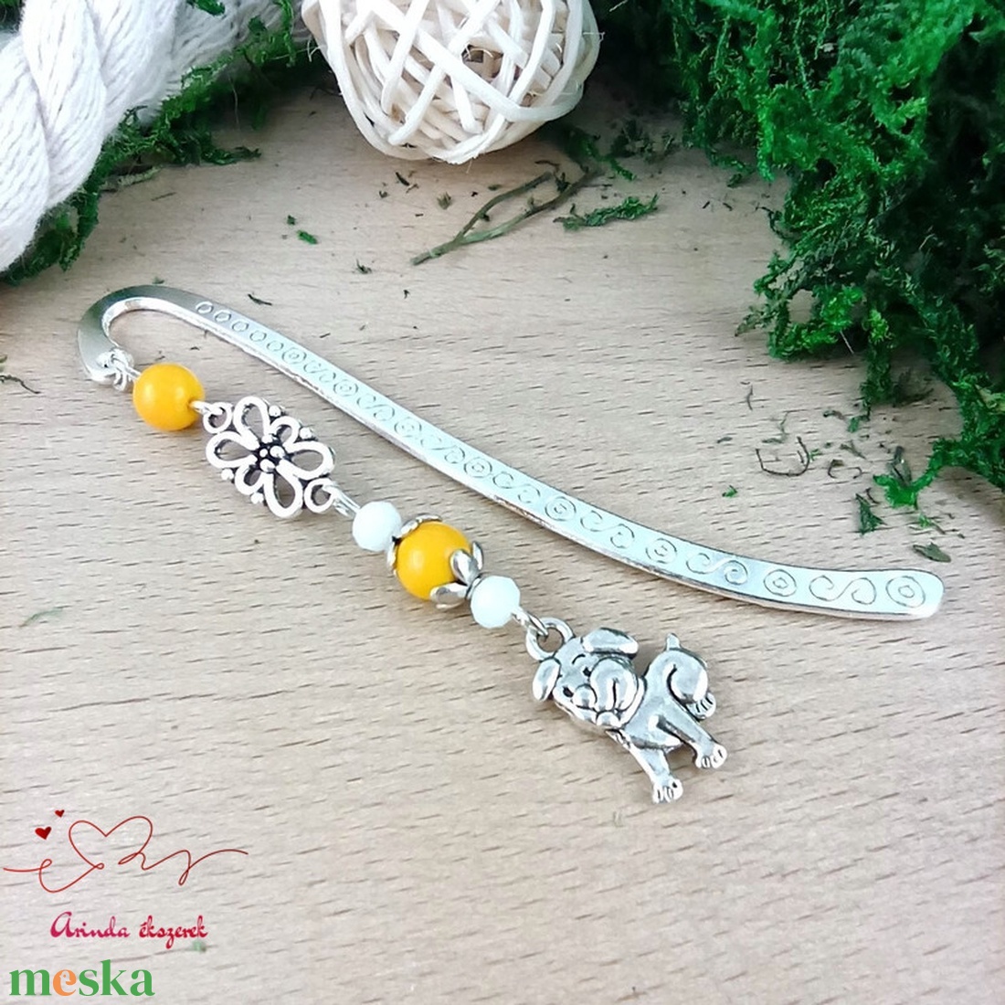 Sárga kutyás könyvjelző � egyedi, kézműves ajándék kutyabarátoknak - könyv & zene - könyvjelző - Meska.hu