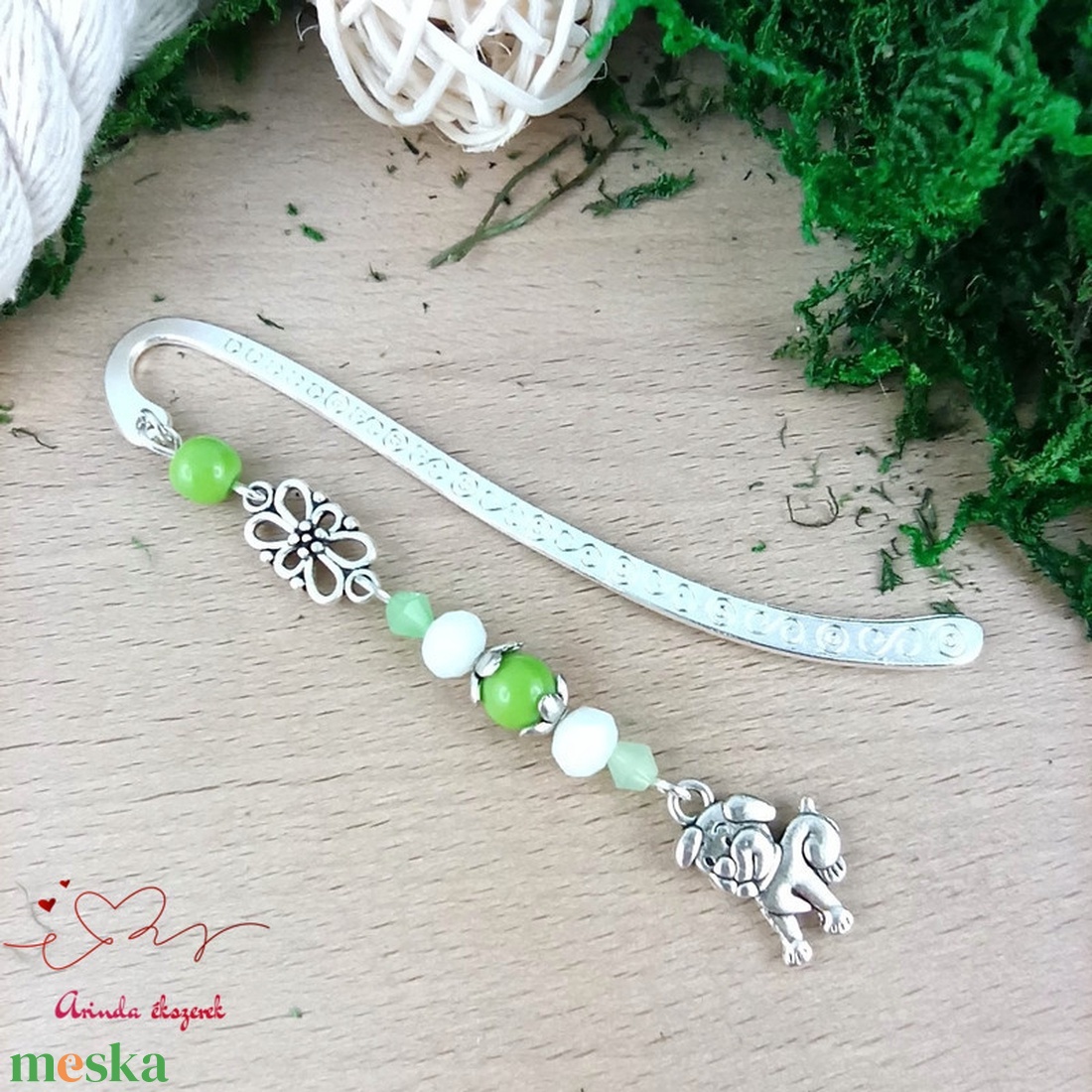 Zöld kutyás könyvjelző � egyedi, kézműves ajándék kutyabarátoknak - könyv & zene - könyvjelző - Meska.hu