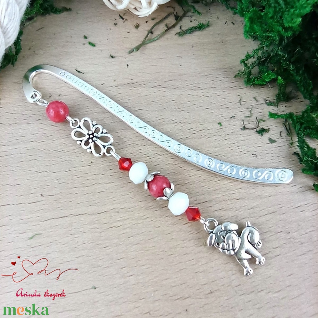 Piros kutyás könyvjelző � egyedi, kézműves ajándék kutyabarátoknak - könyv & zene - könyvjelző - Meska.hu