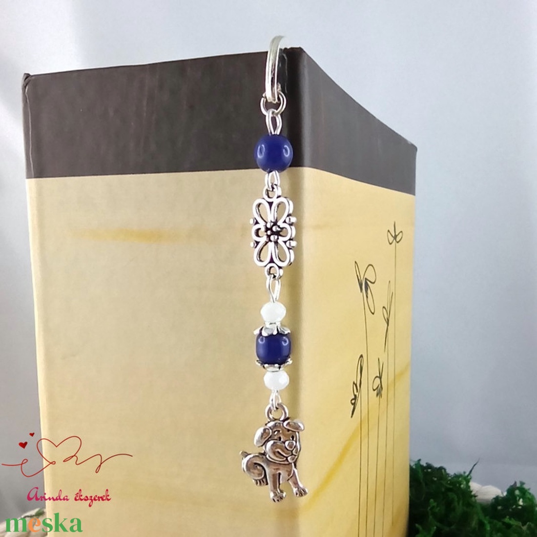 Sötétkék kutyás könyvjelző � egyedi, kézműves ajándék kutyabarátoknak - könyv & zene - könyvjelző - Meska.hu