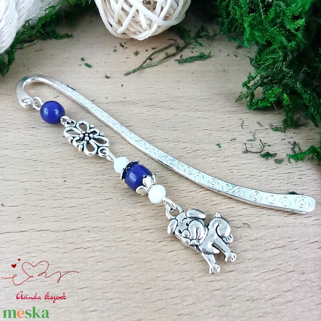 Sötétkék kutyás könyvjelző � egyedi, kézműves ajándék kutyabarátoknak - könyv & zene - könyvjelző - Meska.hu