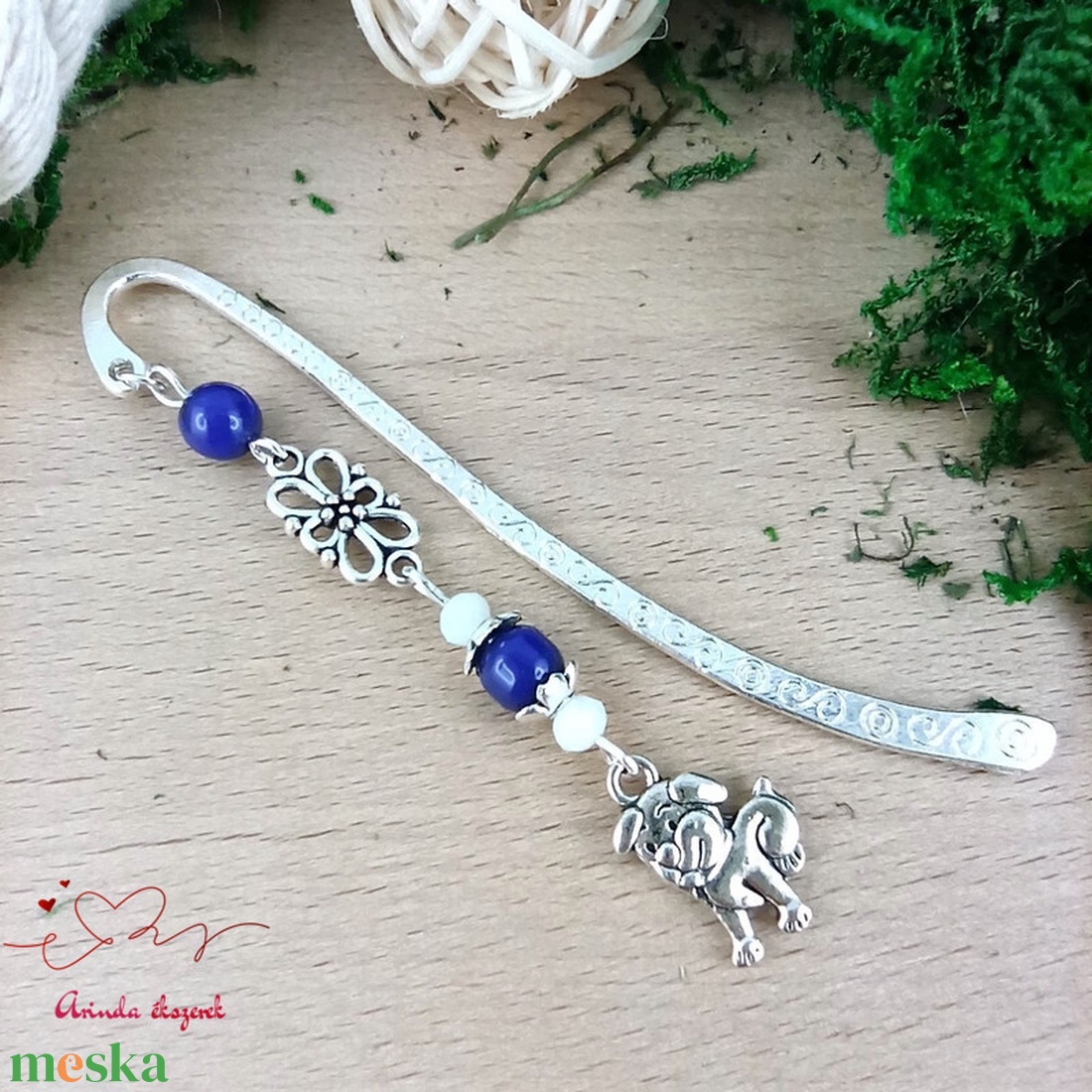 Sötétkék kutyás könyvjelző � egyedi, kézműves ajándék kutyabarátoknak - könyv & zene - könyvjelző - Meska.hu