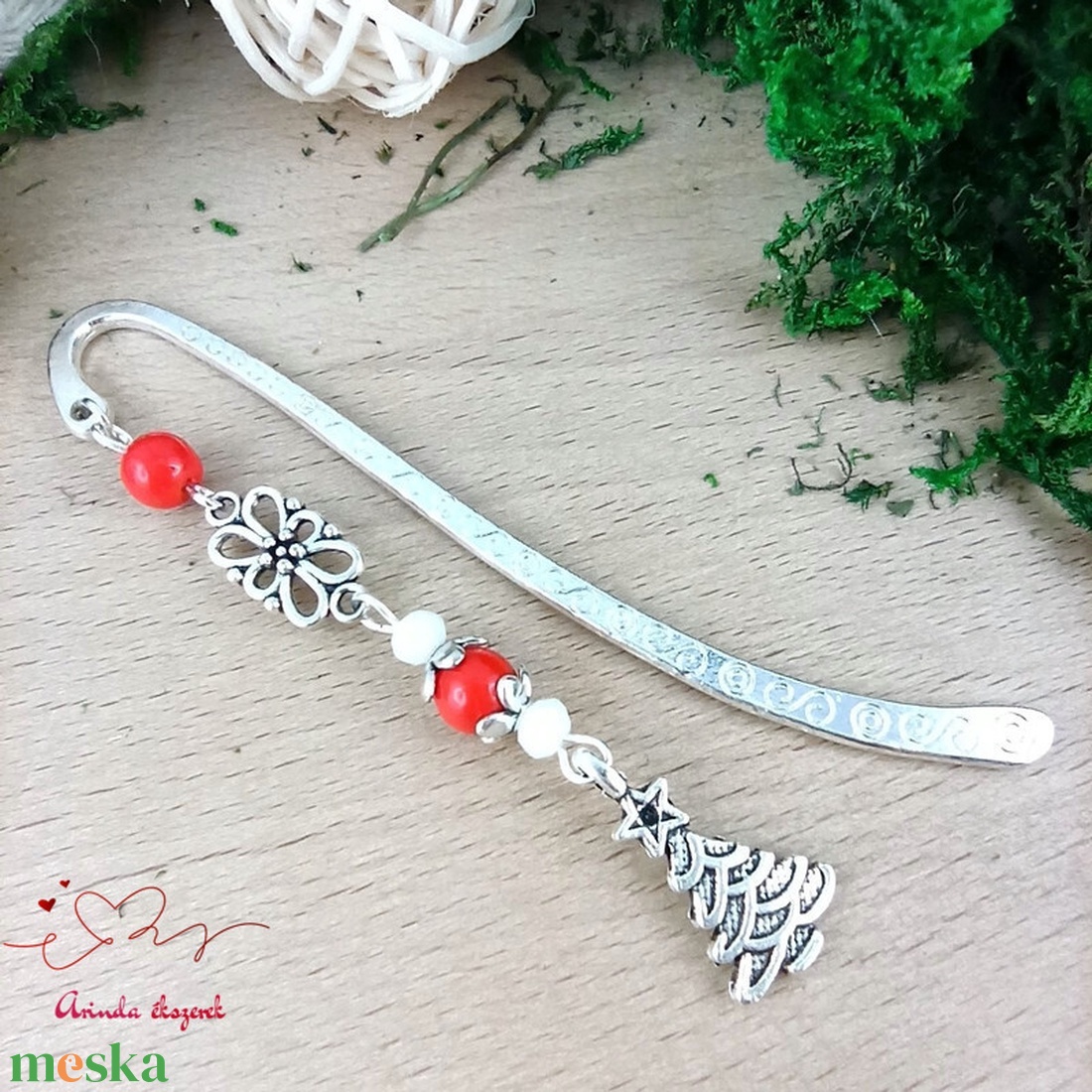 Piros karácsonyfa könyvjelző � ünnepi, kézműves ajándék olvasóknak - könyv & zene - könyvjelző - Meska.hu