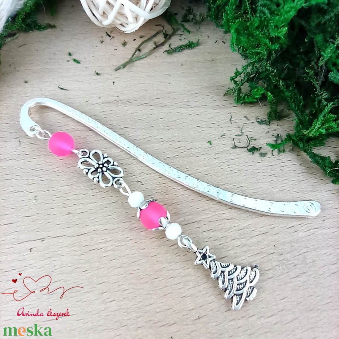 Pink karácsonyfa könyvjelző � ünnepi, kézműves ajándék olvasóknak - könyv & zene - könyvjelző - Meska.hu