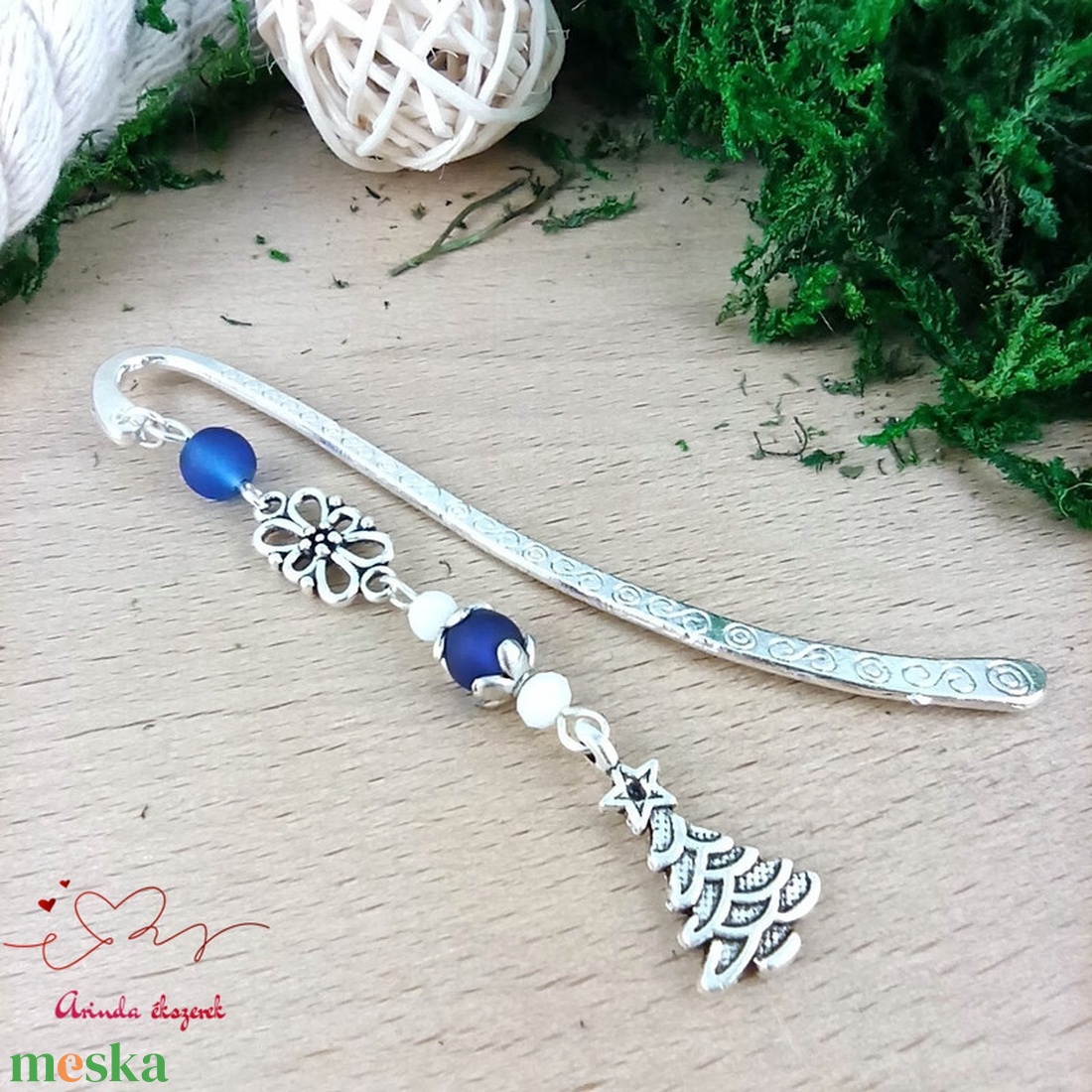 Sötétkék karácsonyfa könyvjelző � ünnepi, kézműves ajándék olvasóknak - könyv & zene - könyvjelző - Meska.hu