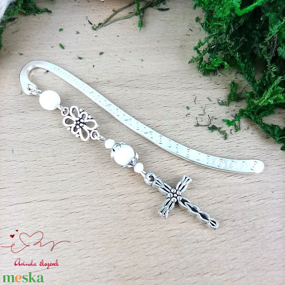 Fehér kereszt könyvjelző � hittan, erkölcstan pedagógusnak � évzáró, pedagógusnapi ajándék - könyv & zene - könyvjelző - Meska.hu