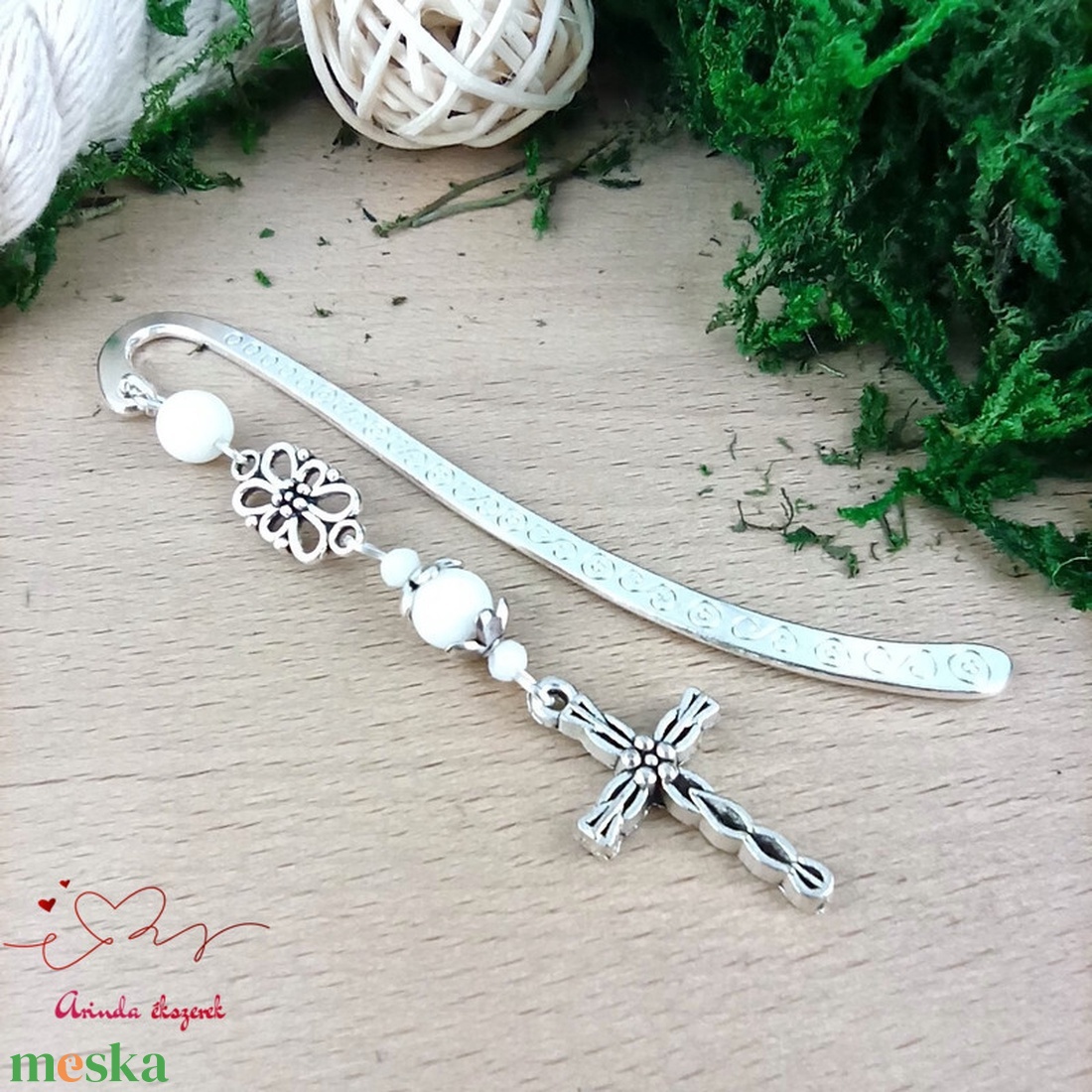 Fehér kereszt könyvjelző � hittan, erkölcstan pedagógusnak � évzáró, pedagógusnapi ajándék - könyv & zene - könyvjelző - Meska.hu