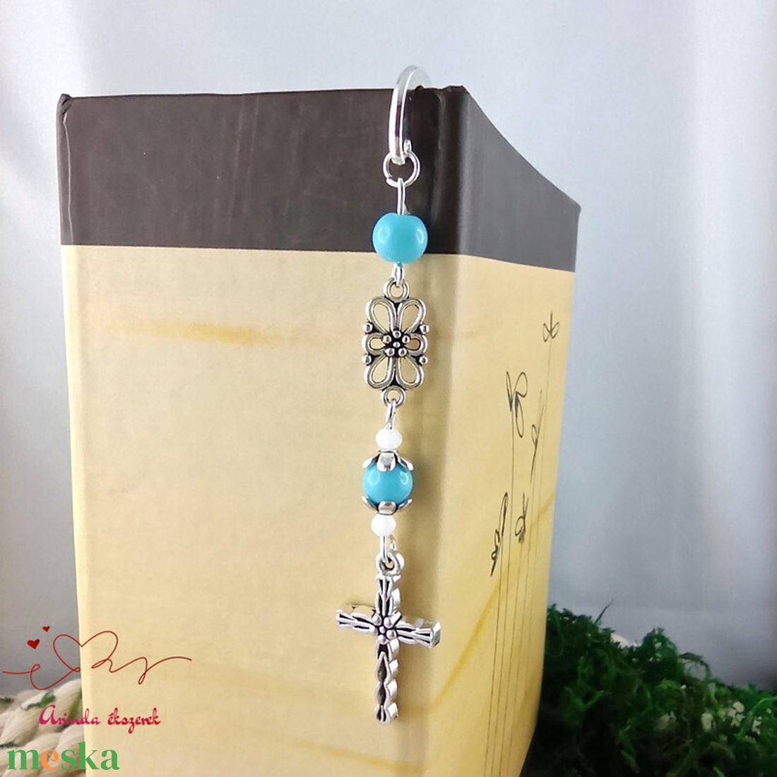 Világoskék kereszt könyvjelző � hittan, erkölcstan pedagógusnak � évzáró, pedagógusnapi ajándék - könyv & zene - könyvjelző - Meska.hu