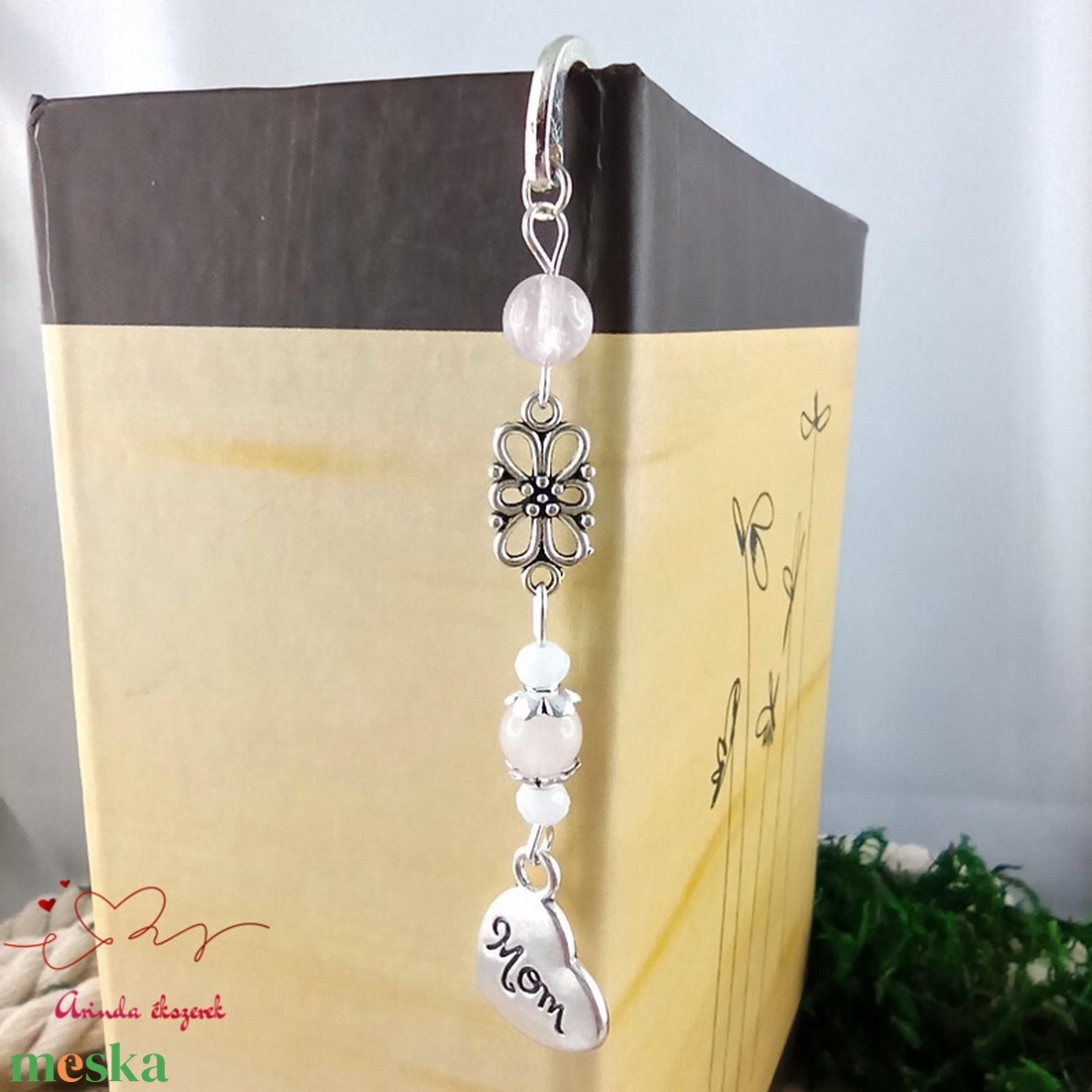 Rózsakvarc Mom szív könyvjelző � Anyák napi ajándék szeretettel - könyv & zene - könyvjelző - Meska.hu