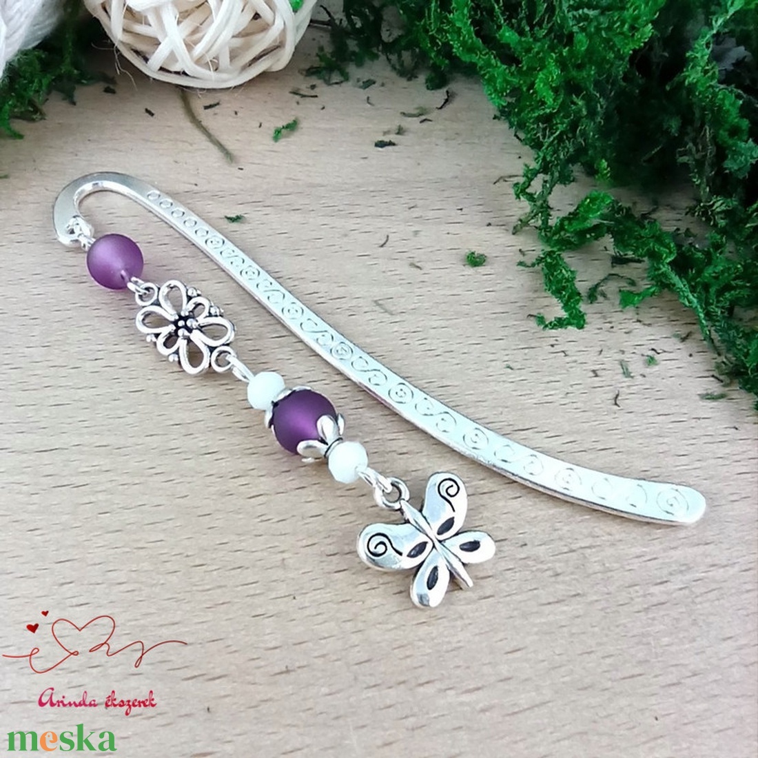 Lila pillangós könyvjelző pedagógusnak � évzáró ajándék - könyv & zene - könyvjelző - Meska.hu