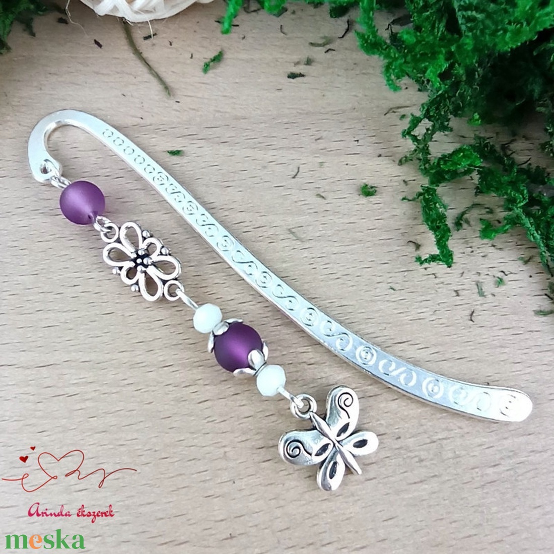 Lila pillangós könyvjelző pedagógusnak � évzáró ajándék - könyv & zene - könyvjelző - Meska.hu