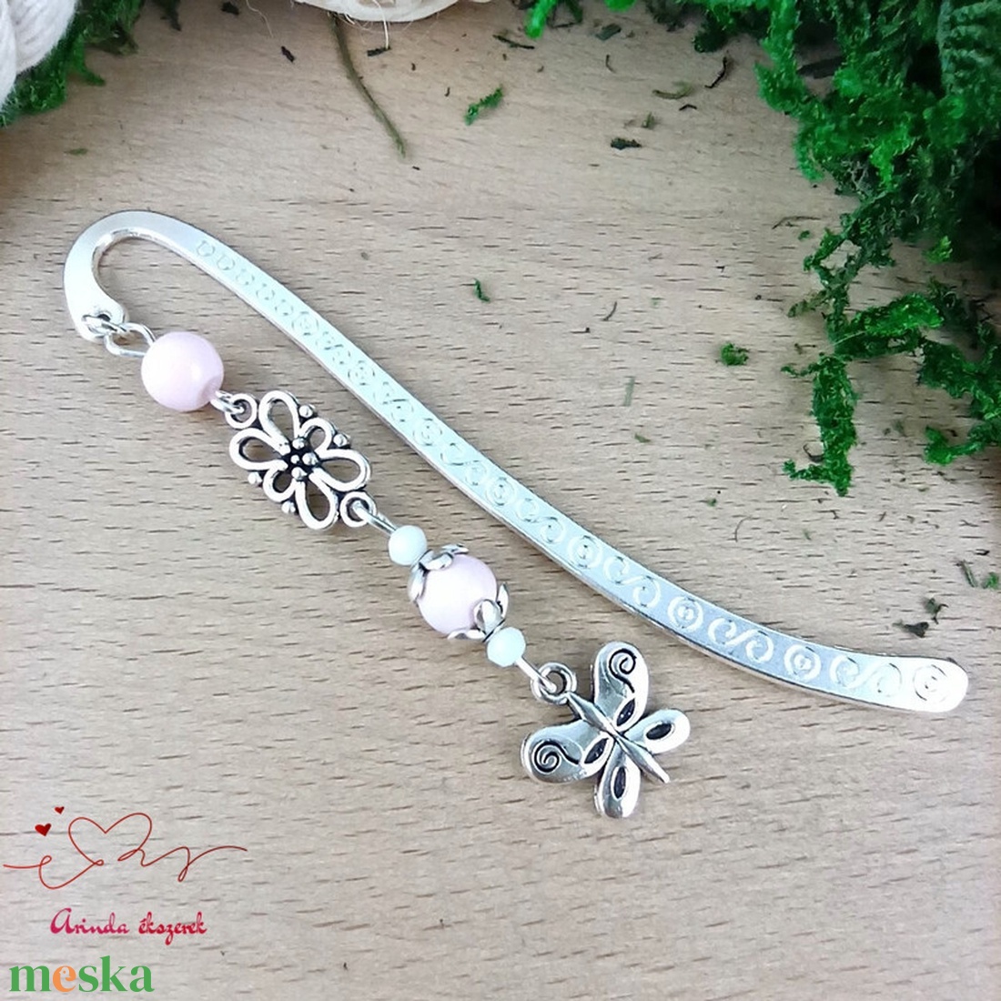 Rózsaszín pillangós könyvjelző pedagógusnak � évzáró ajándék - könyv & zene - könyvjelző - Meska.hu