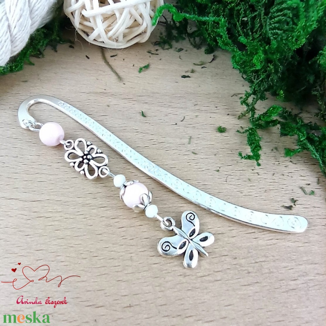 Rózsaszín pillangós könyvjelző pedagógusnak � évzáró ajándék - könyv & zene - könyvjelző - Meska.hu