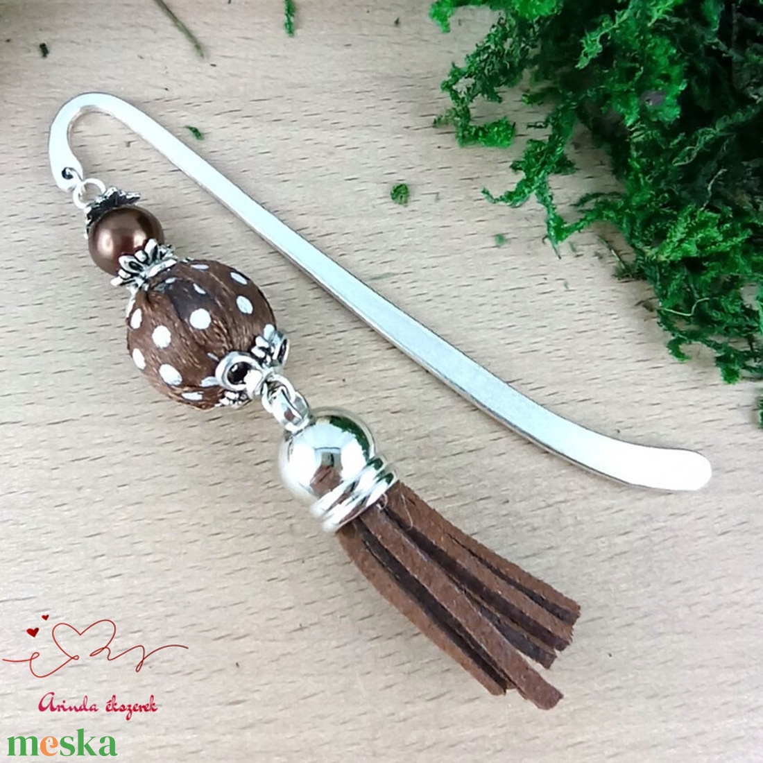 Barna vidám pöttyös bojtos könyvjelző � kedves ajándék pedagógusnak  - könyv & zene - könyvjelző - Meska.hu