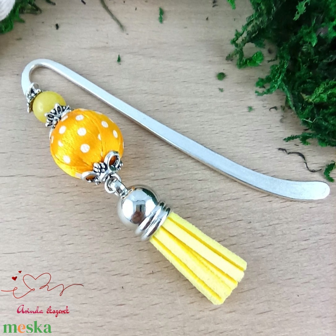 Sárga vidám pöttyös bojtos könyvjelző � kedves ajándék pedagógusnak  - könyv & zene - könyvjelző - Meska.hu