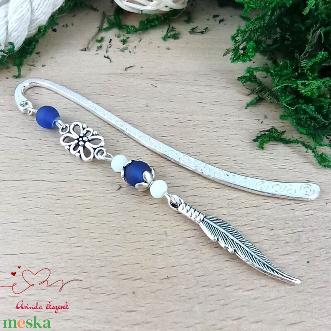 Toll charm könyvjelző � sötétkék gyöngyökkel, pedagógusnapi ajándék - könyv & zene - könyvjelző - Meska.hu