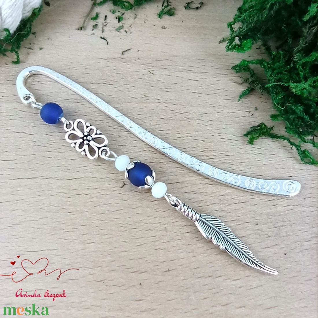 Toll charm könyvjelző � sötétkék gyöngyökkel, pedagógusnapi ajándék - könyv & zene - könyvjelző - Meska.hu