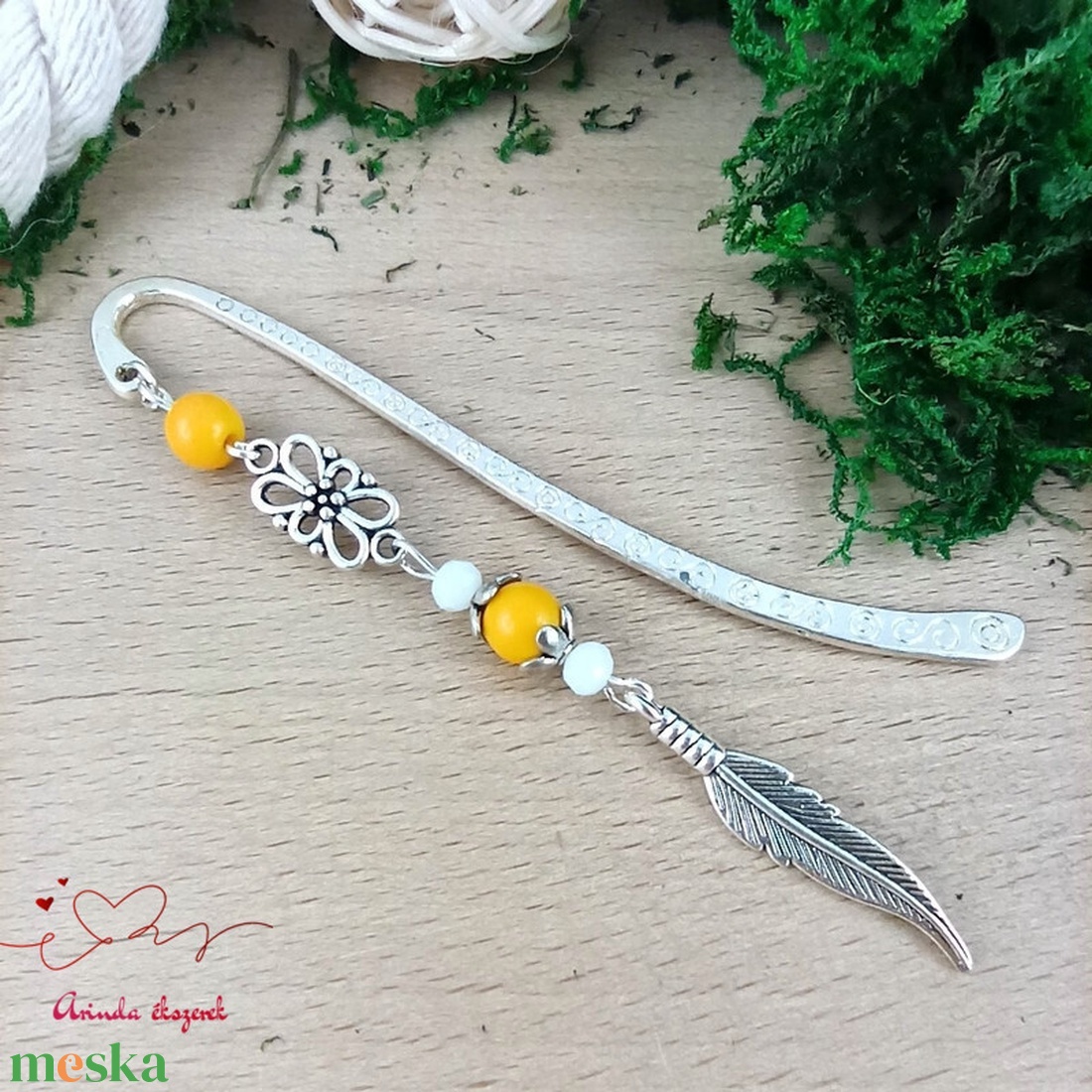 Toll charm könyvjelző � sárga gyöngyökkel, pedagógusnapi ajándék - könyv & zene - könyvjelző - Meska.hu