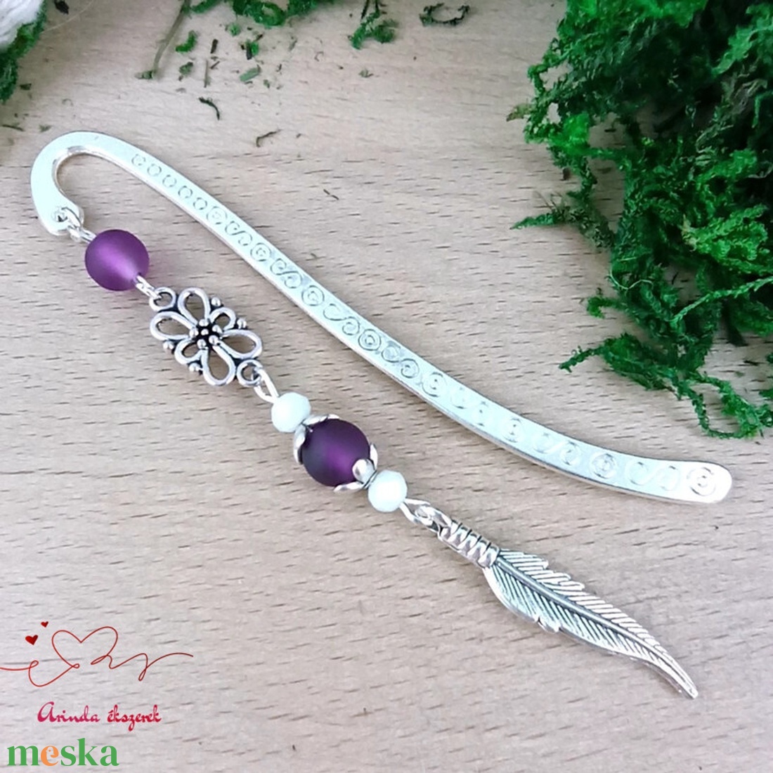 Toll charm könyvjelző � lila gyöngyökkel, pedagógusnapi ajándék - könyv & zene - könyvjelző - Meska.hu