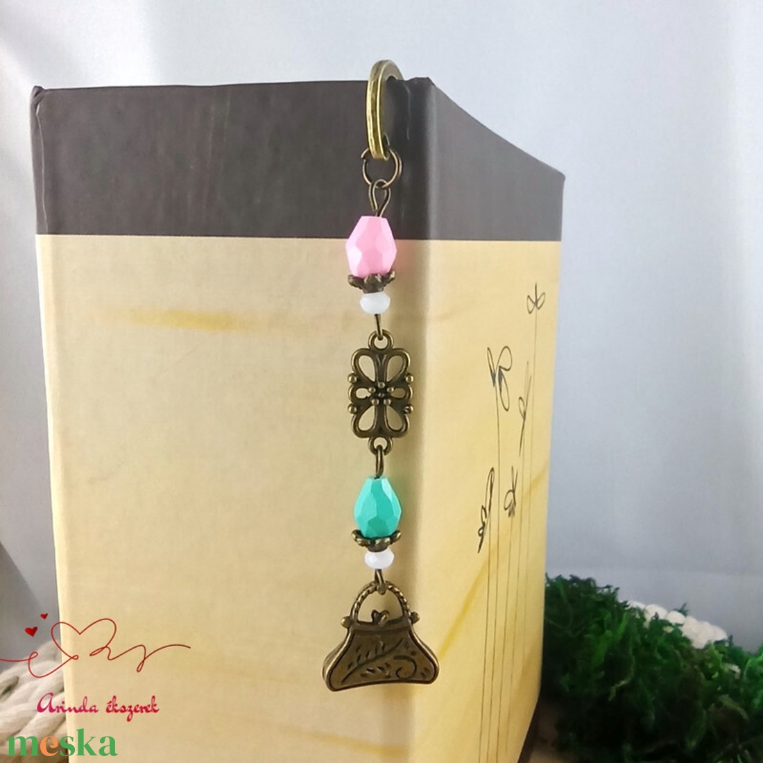 Táska charm könyvjelző � nőies, kézzel készült ajándék - könyv & zene - könyvjelző - Meska.hu